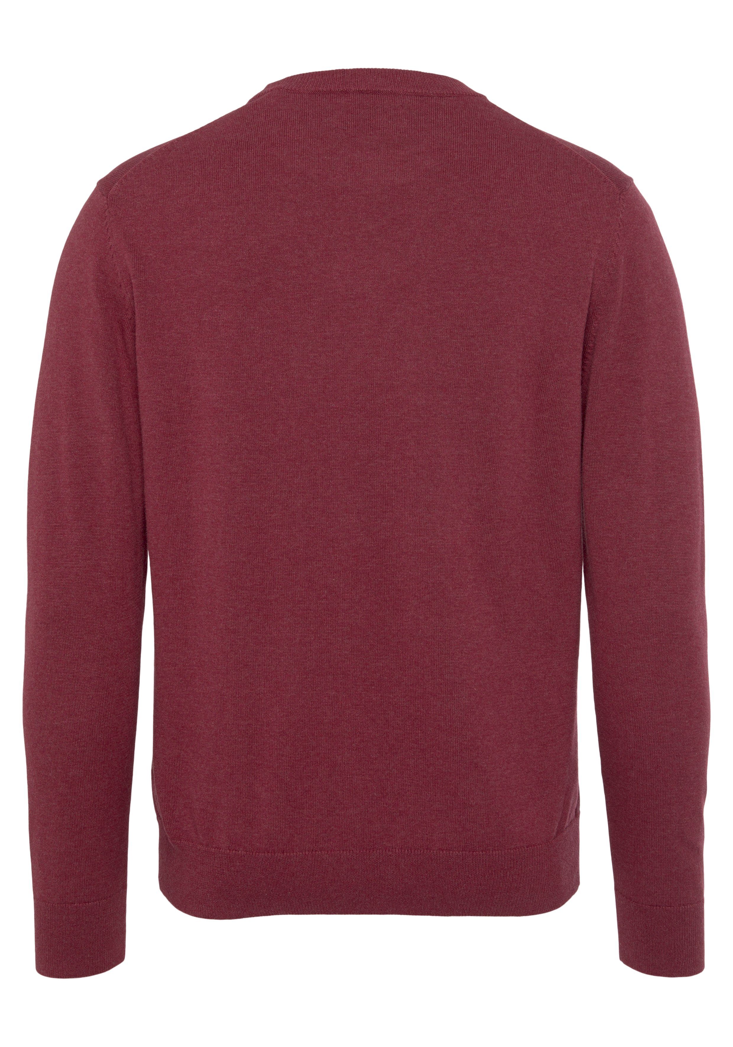 Gant Strickpullver 100% Melange weicher Classic Premium Bordeaux Rundhalspullover Cotton Baumwolle, aus C-Neck Übergangspullover