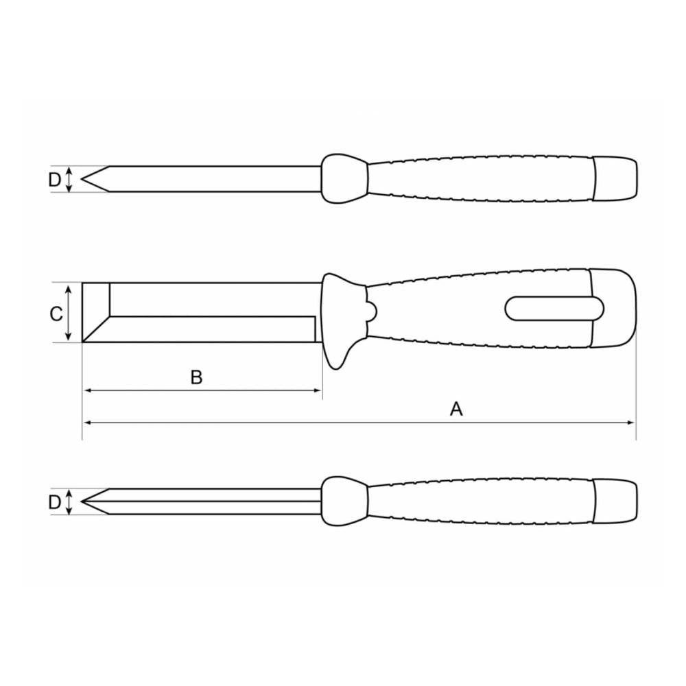 BAHCO Stechbeitel Multi Stemmeisen, 58-61Hrc, Klinge 4X25X100mm SB-2448