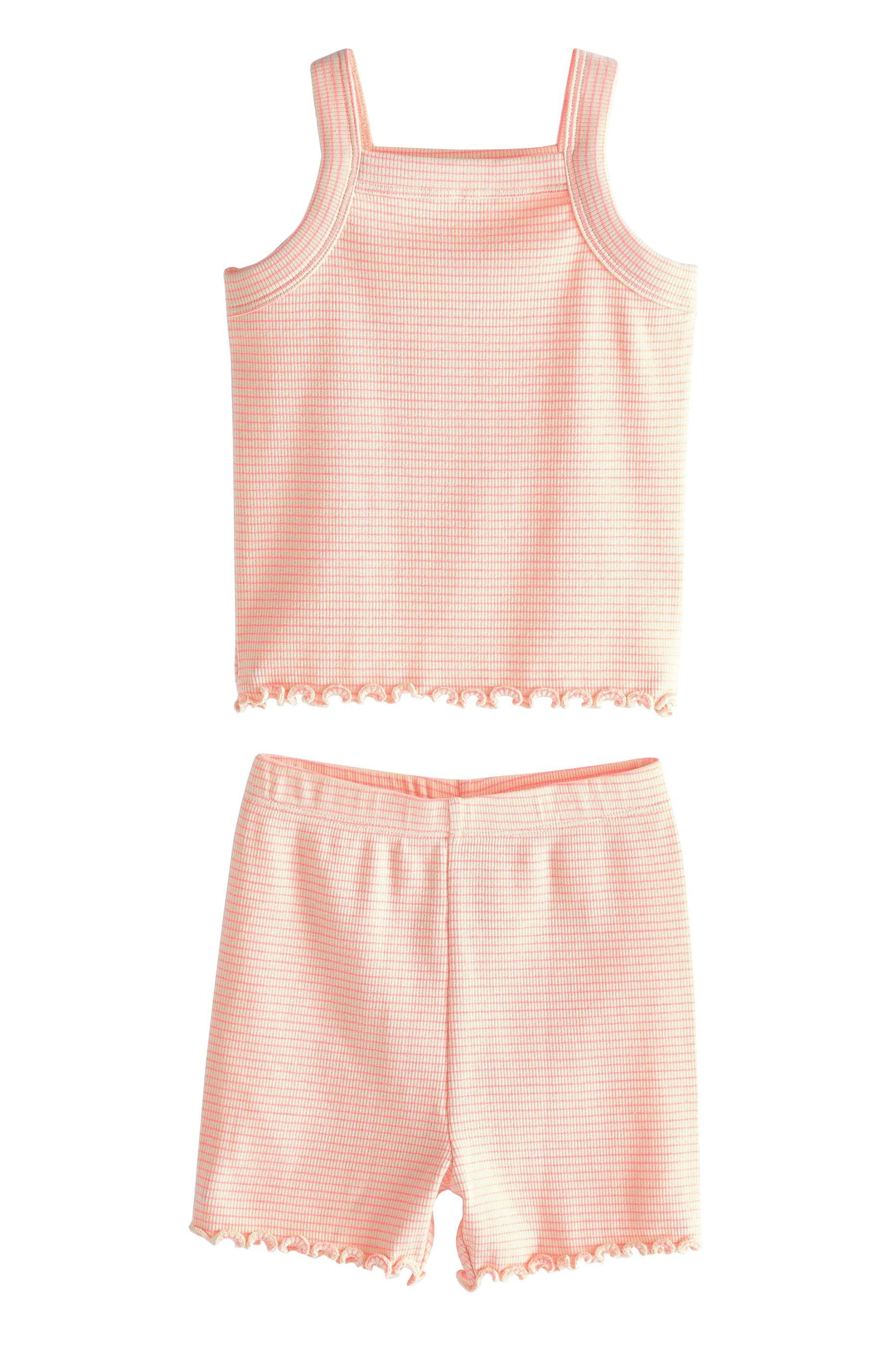 Next Pyjama 3er-Pack Shorty-Schlafanzüge mit Trägertops & Polka tlg) Dot Ecru/Pink (6 Stripe