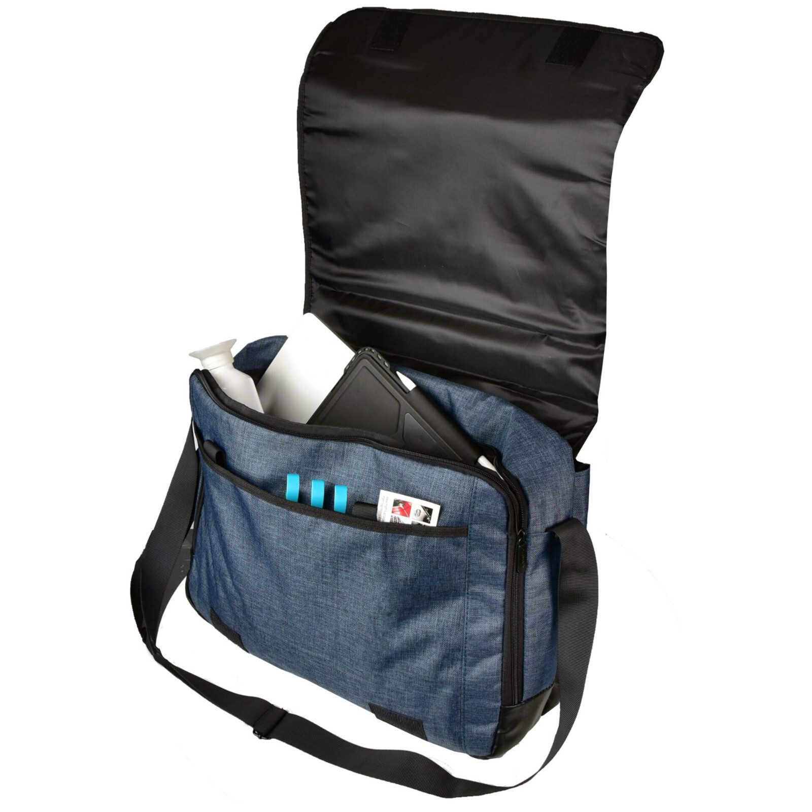 Dermata Laptoptasche Business Notebooktasche Umhängetasche 17 Zoll Navy-Blau
