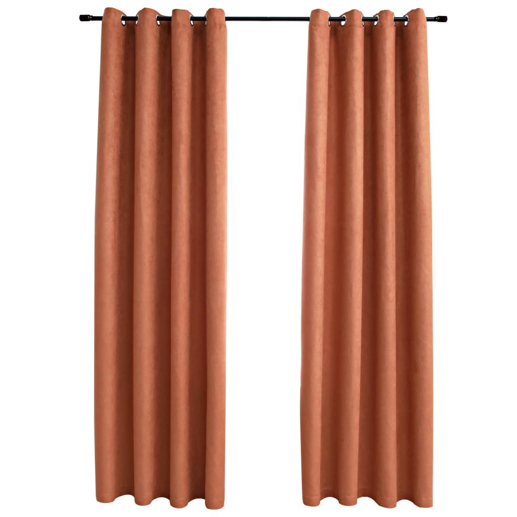vidaXL Verdunkelungsvorhang, Verdunkelungsgardinen mit Metallösen 2 Stk. Rostbraun 140x225cm