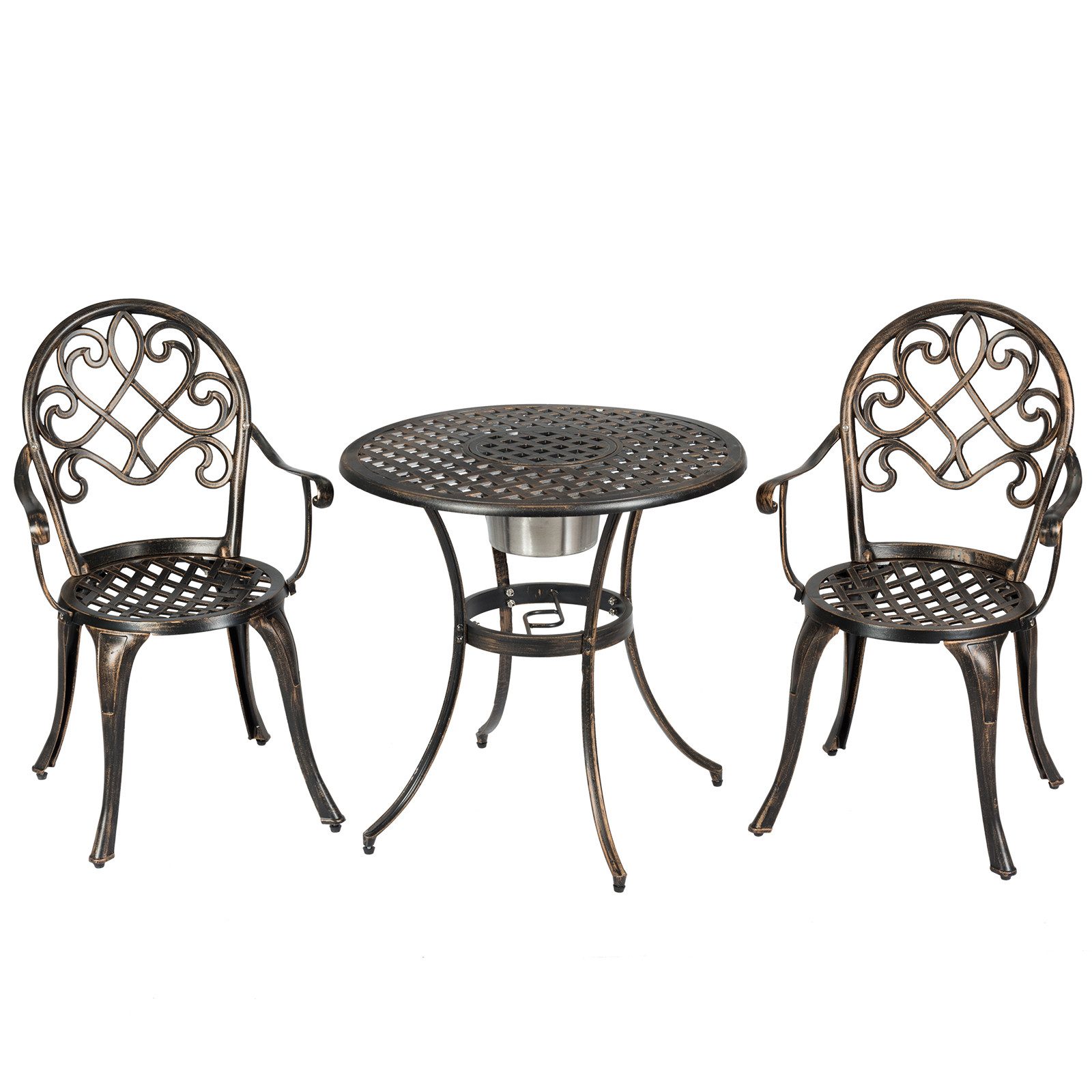 COSTWAY Balkonset, (3-tlg), Bistro-Set mit abnehmbarem Eiskübel