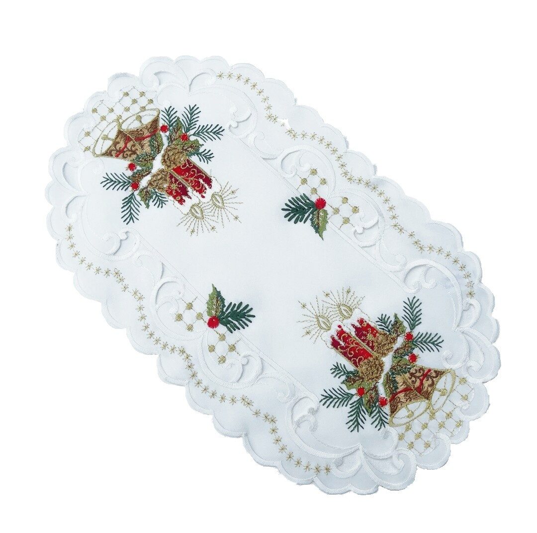 Westernlifestyle Tischläufer 2 rote Kerzen auf weißem Grund günstig online kaufen