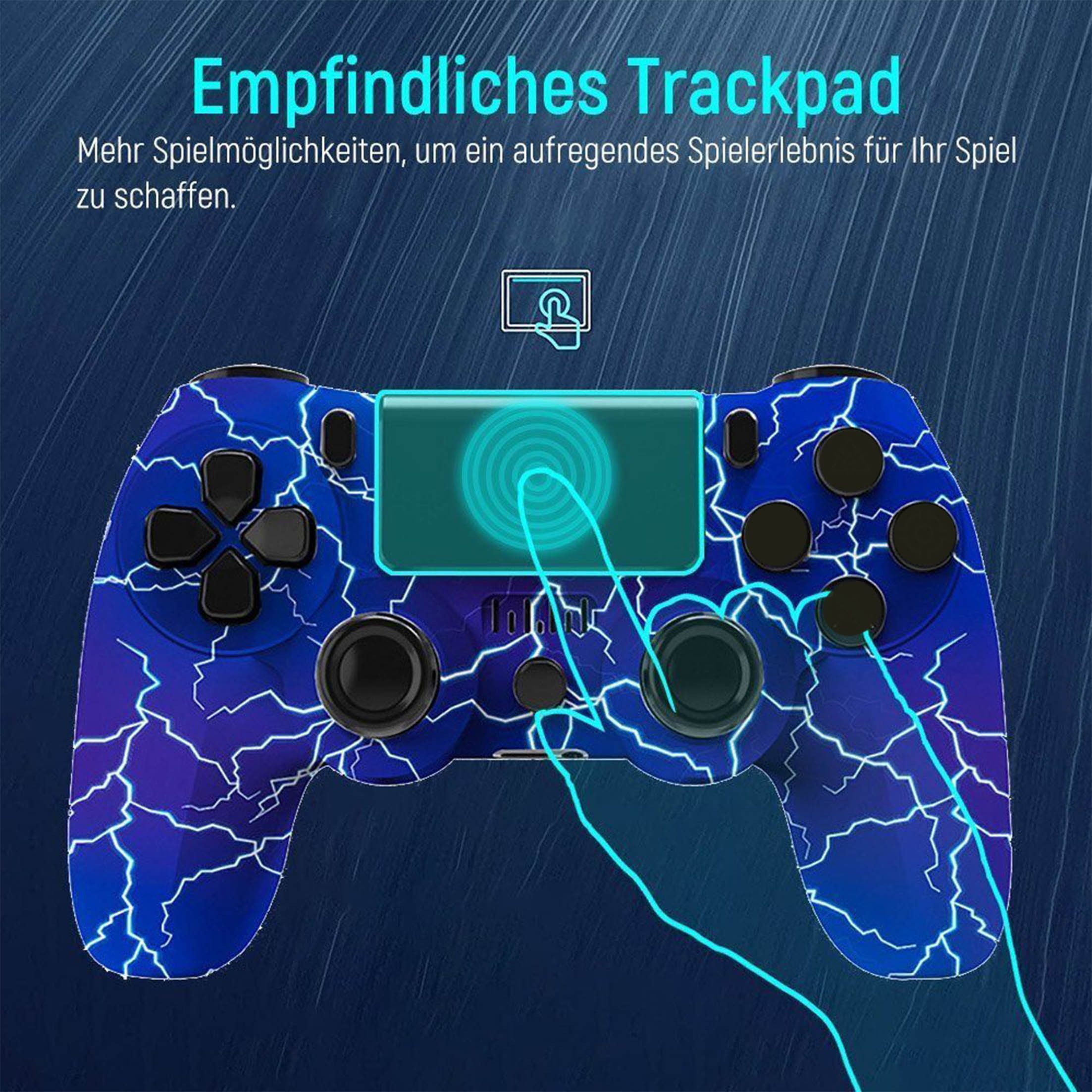 KINSI Wireless Gamepad, Controller, Bluetooth, für PS4 PlayStation 4-Controller (Doppelte Vibration, wiederaufladbare Batterie)