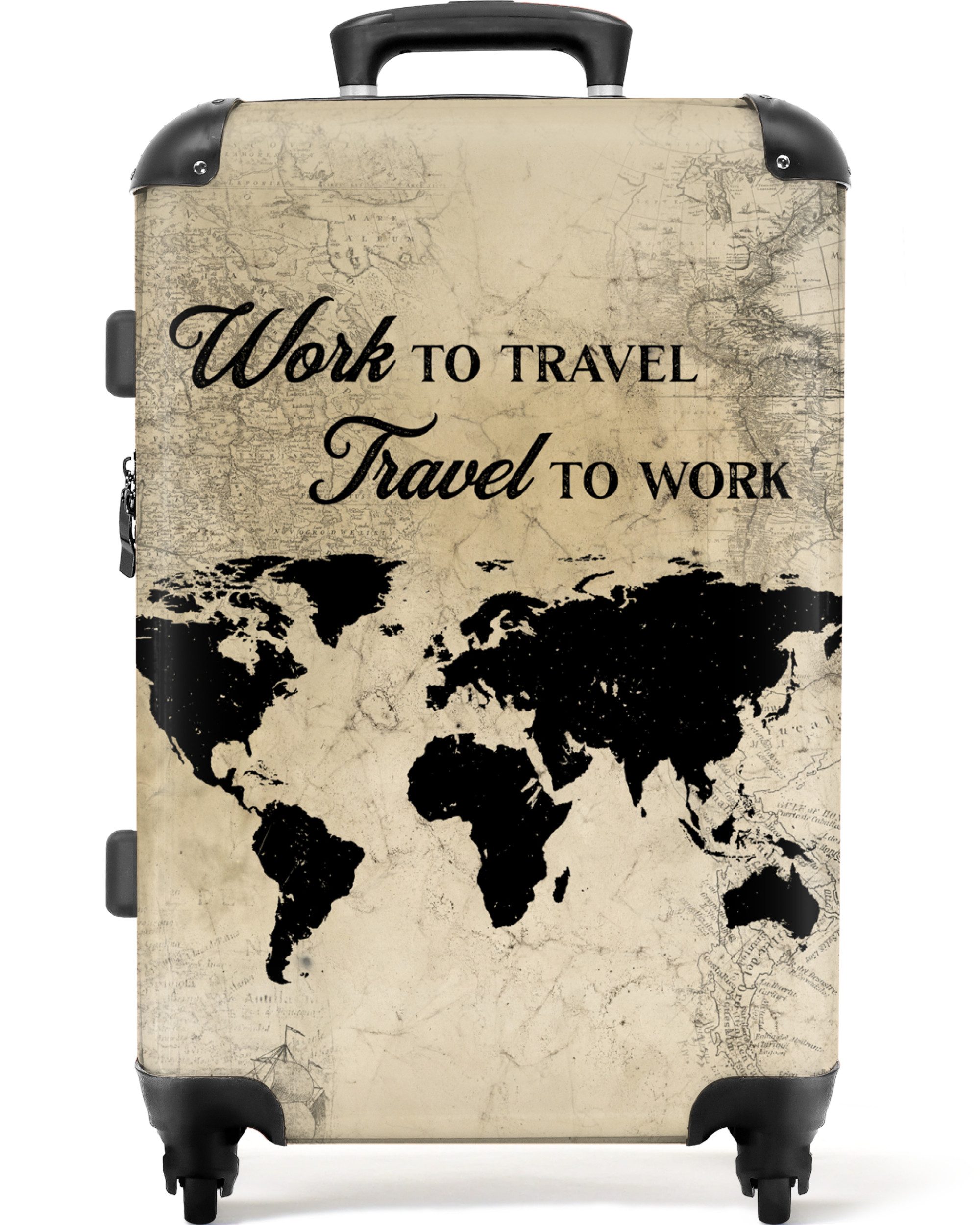NoBoringSuitcases.com© Hartschalen-Trolley Weltkarte - 'Arbeiten um günstig online kaufen