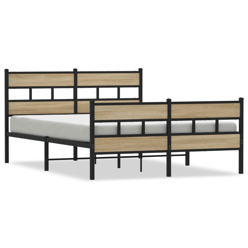 vidaXL Bett Metallbett ohne Matratze Sonoma-Eiche günstig online kaufen