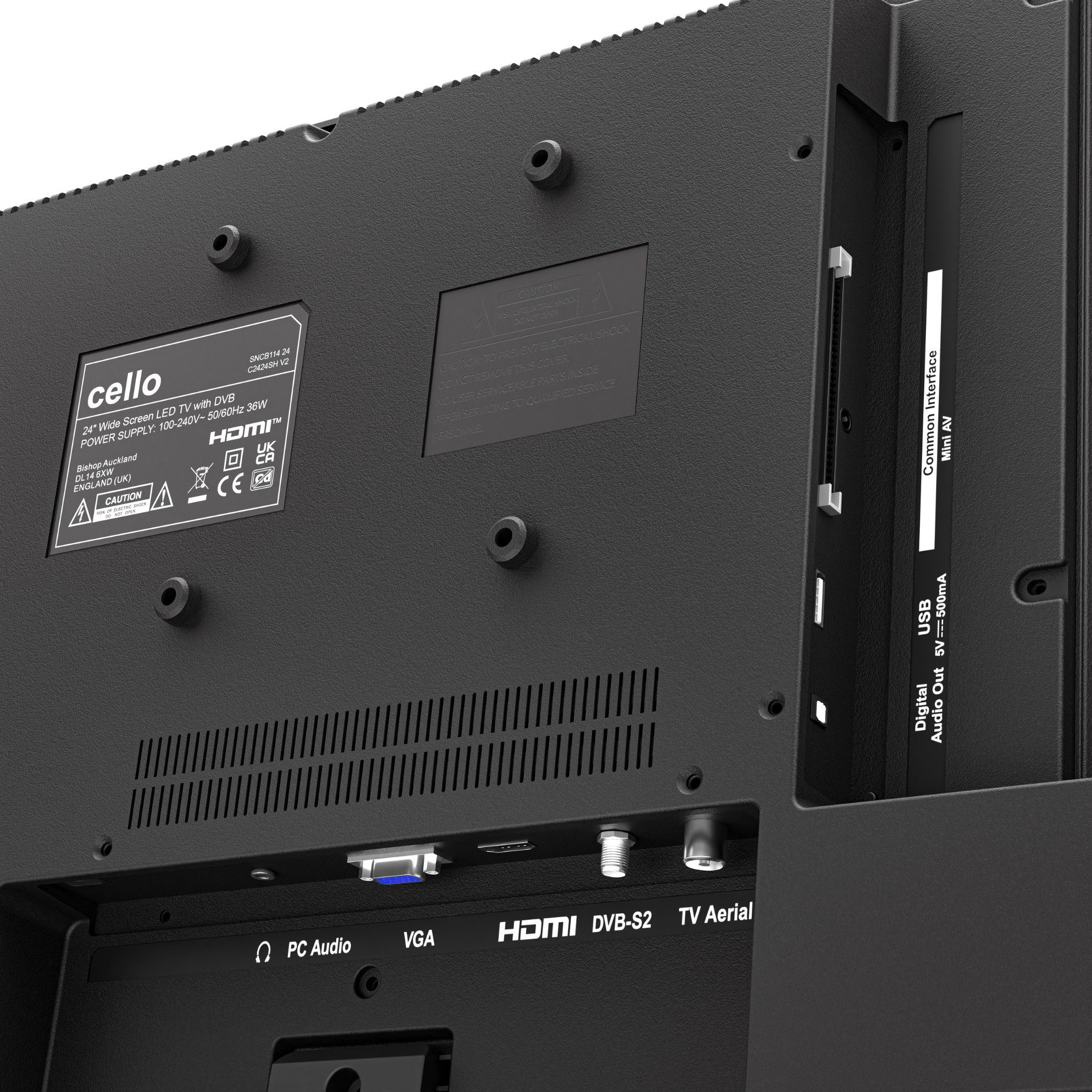 Cello C2424SH LED-Fernseher (61 cm/24 Zoll, HD, Triple Tuner DVB‑C/S2/T2, Pitch Perfect Sound, USB Recording)