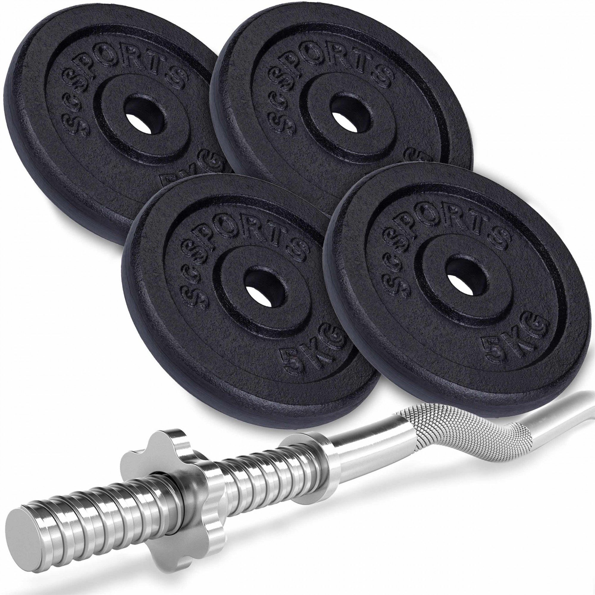 Hantel-Set Curlset SZ Stange Curlstange 120 cm Gewichte 30mm Gusseisen