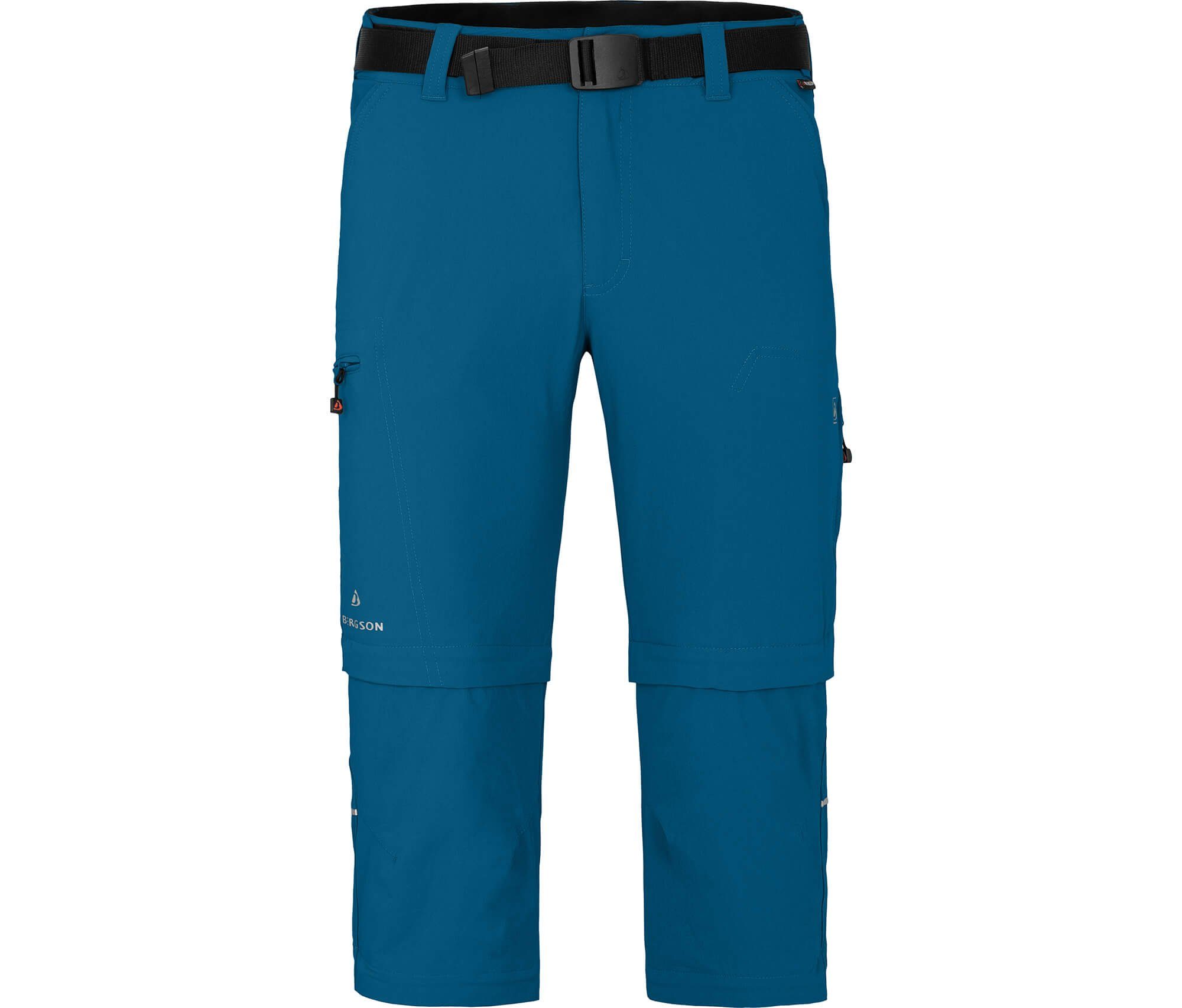 Bergson Zip-off-Hose QUEENSLAND Doppel Zipp-Off T-ZIPP Wanderhose, Saphir mit Herren pflegeleicht, vielseitig, blau Normalgrößen
