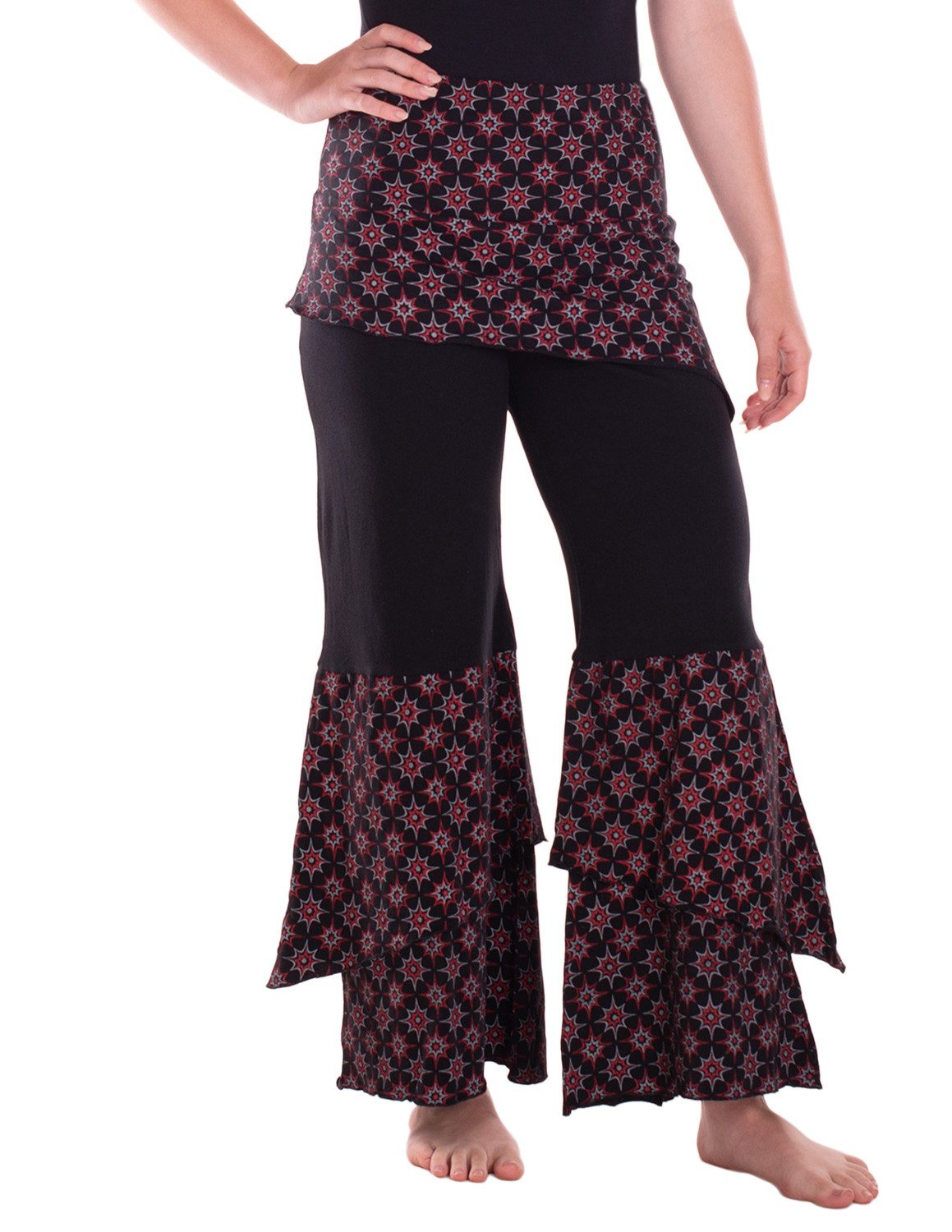 Vishes Jerseyhose Schlaghose Zipfelhose Hippie Hose Sommerhose aus Jersey bedruckt Alternative Mode, Ethno, Hippie, Goa Style