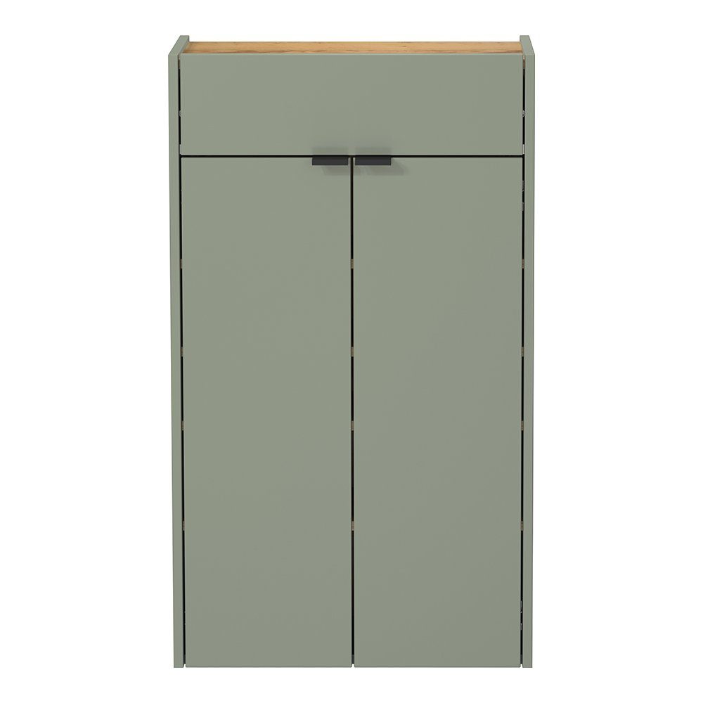 Lomadox Schuhschrank ABERDEEN-01 grün mit Eiche Nb., ideal für schmale Flure, 56/97/22 cm – Bild 4 von 5