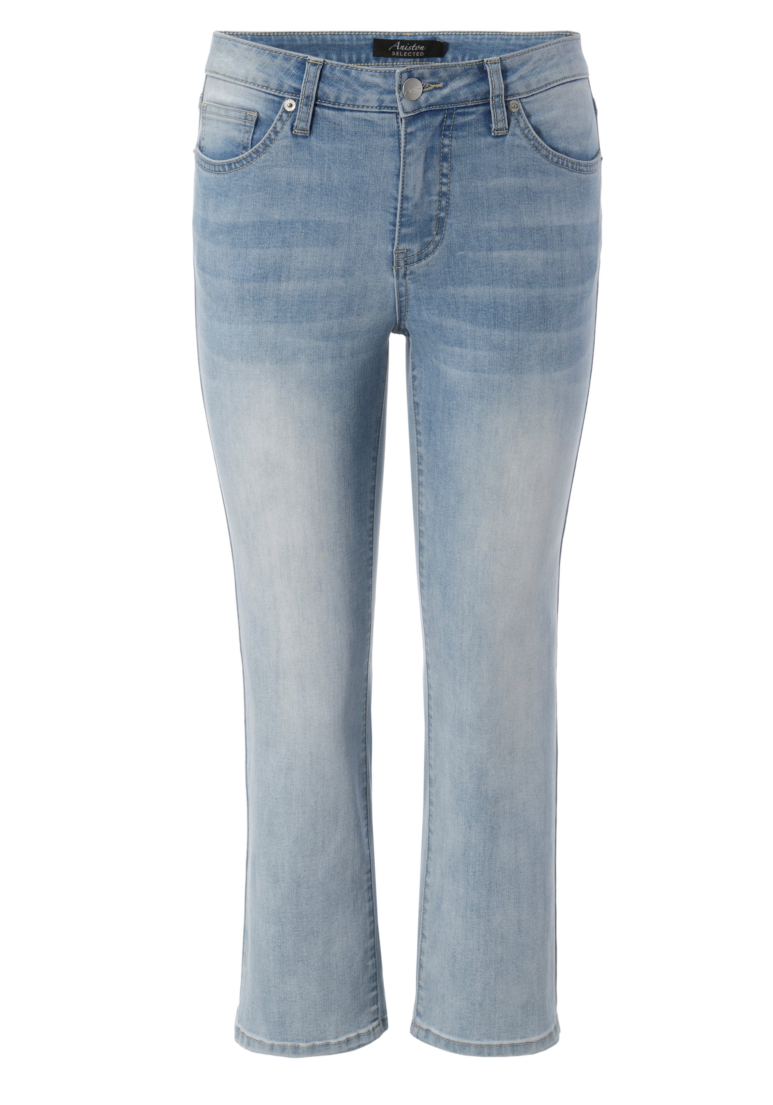 Aniston SELECTED Straight-Jeans in cropped Länge verkürzter light-blue-washed