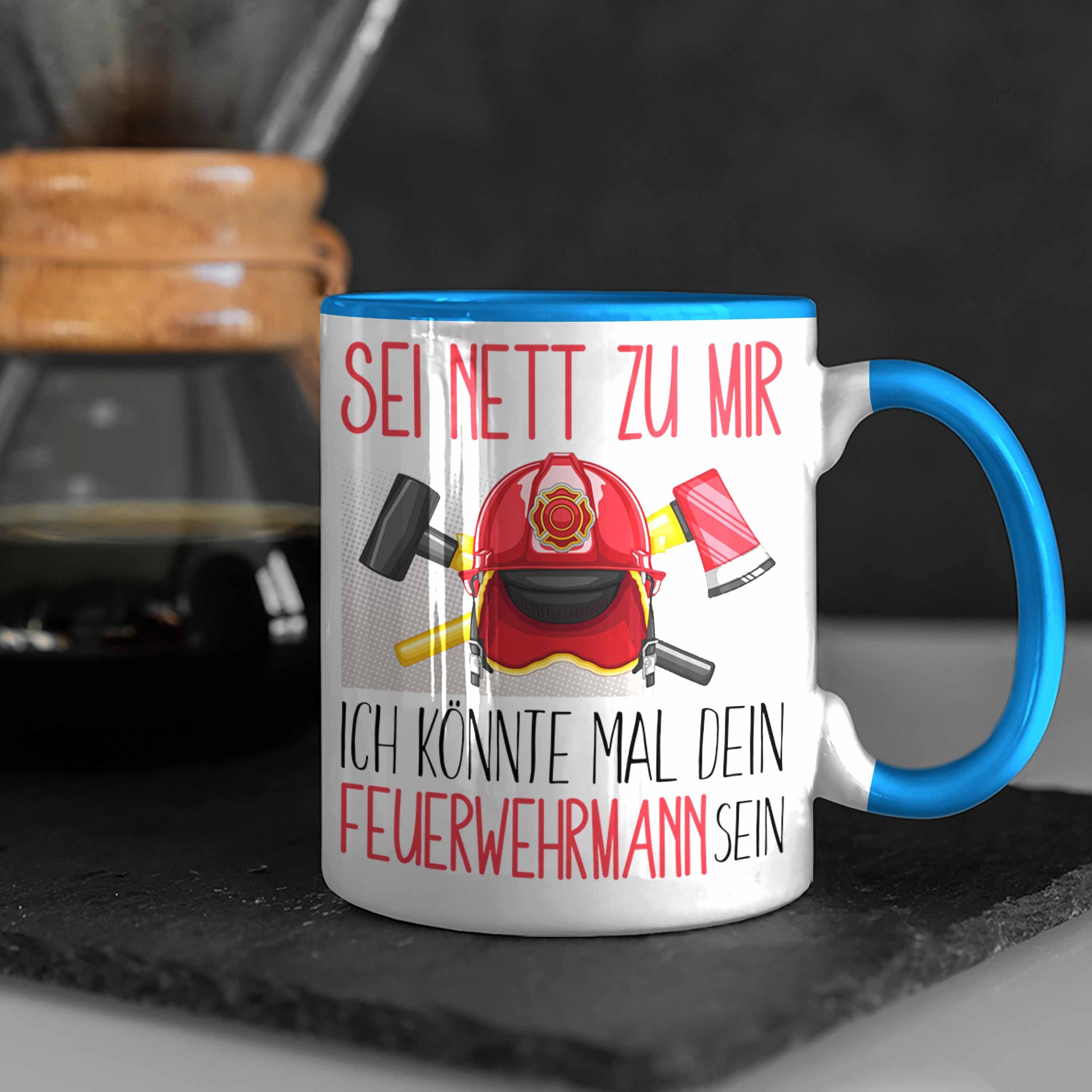 Trendation Ausbildung Sei Feuerwehr Tasse Geschenkidee Feuerwehrmann Tasse Net Blau Geschenk