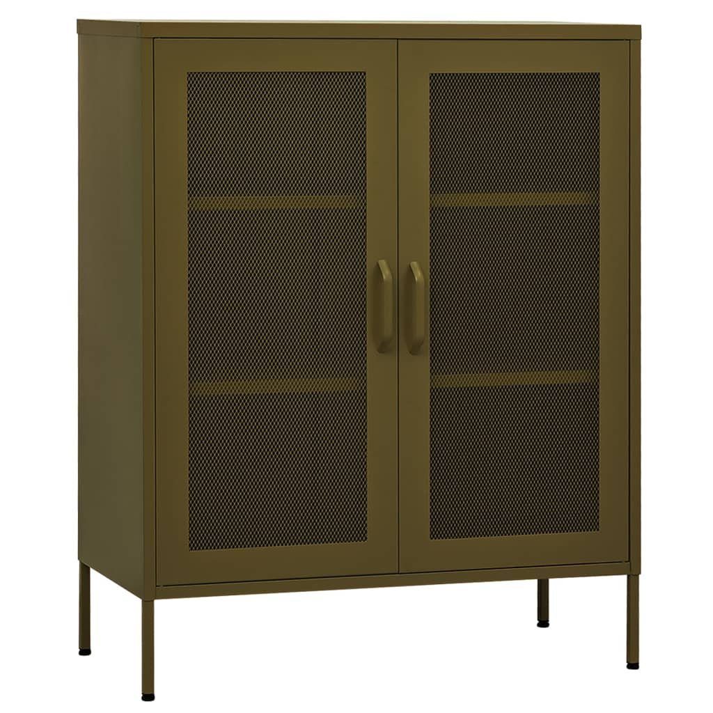 vidaXL Vitrine NA Vitrine Schrank Olivgrün 80x35x101,5 cm Stahl