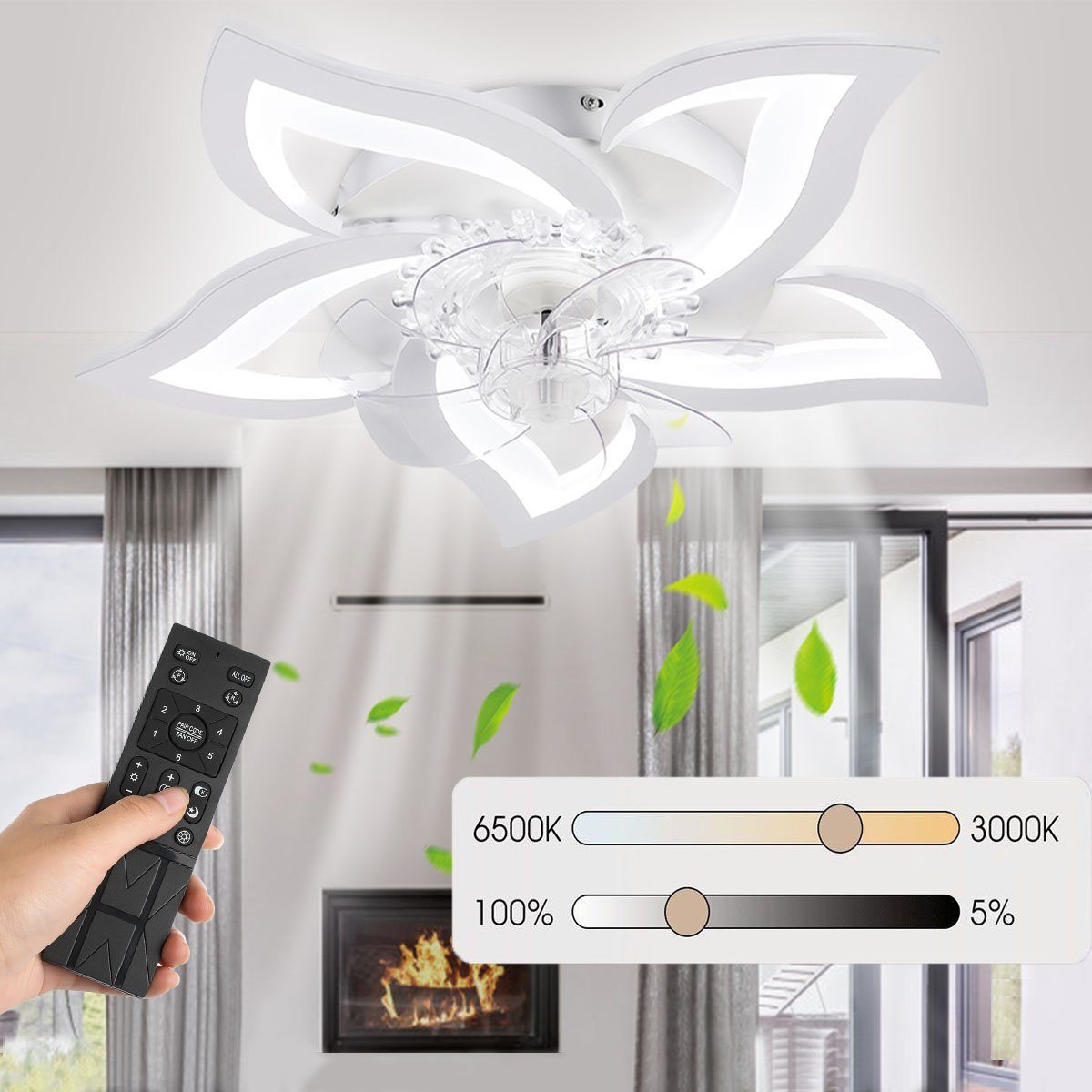 LETGOSPT Deckenleuchte Deckenventilator mit Lampe, 50W günstig online kaufen