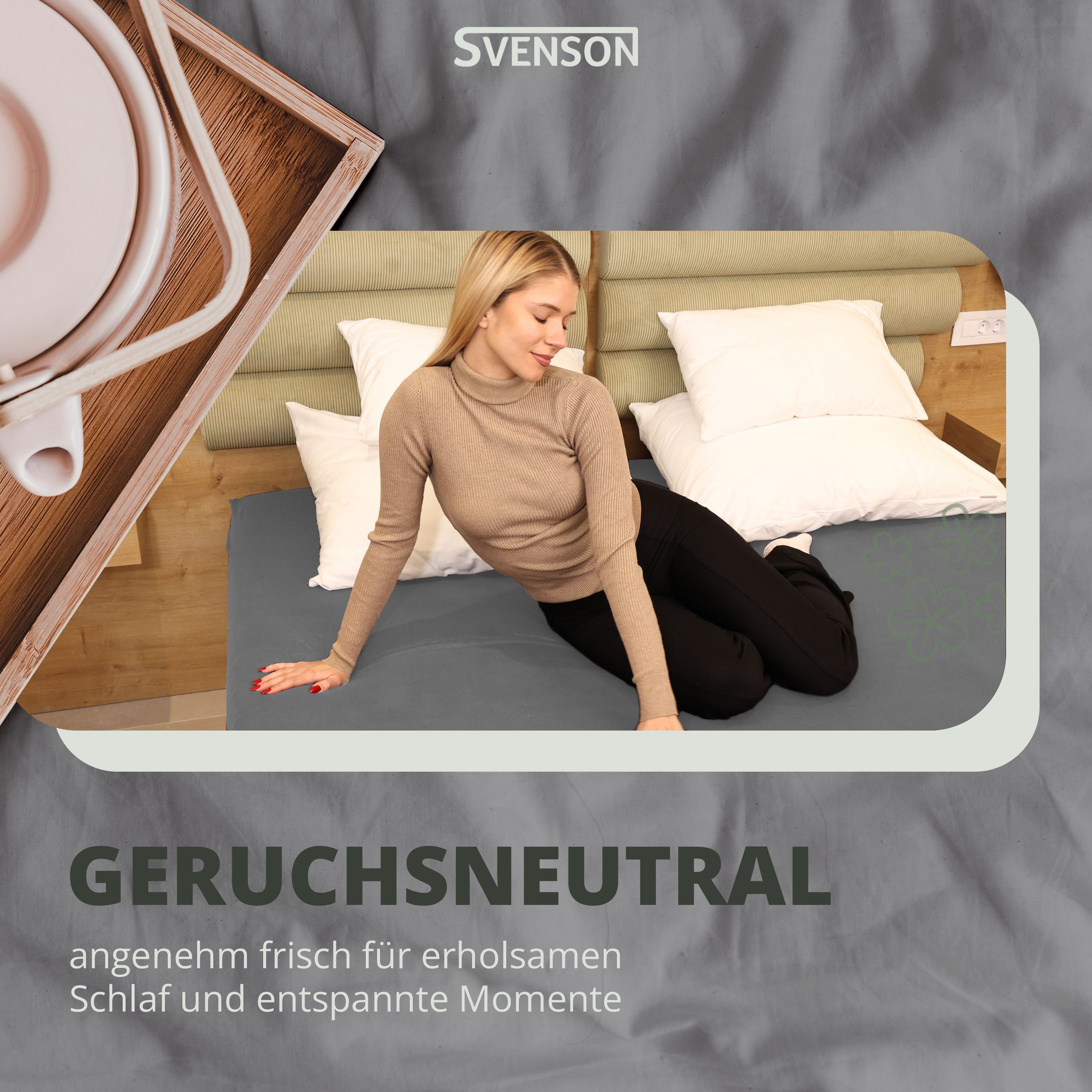 Svenson Spannbettlaken Svenson Jersey Spannbettlaken, 100% Baumwolle, Gummizug: rundum, (1 Stück), grau – Bild 5 von 5