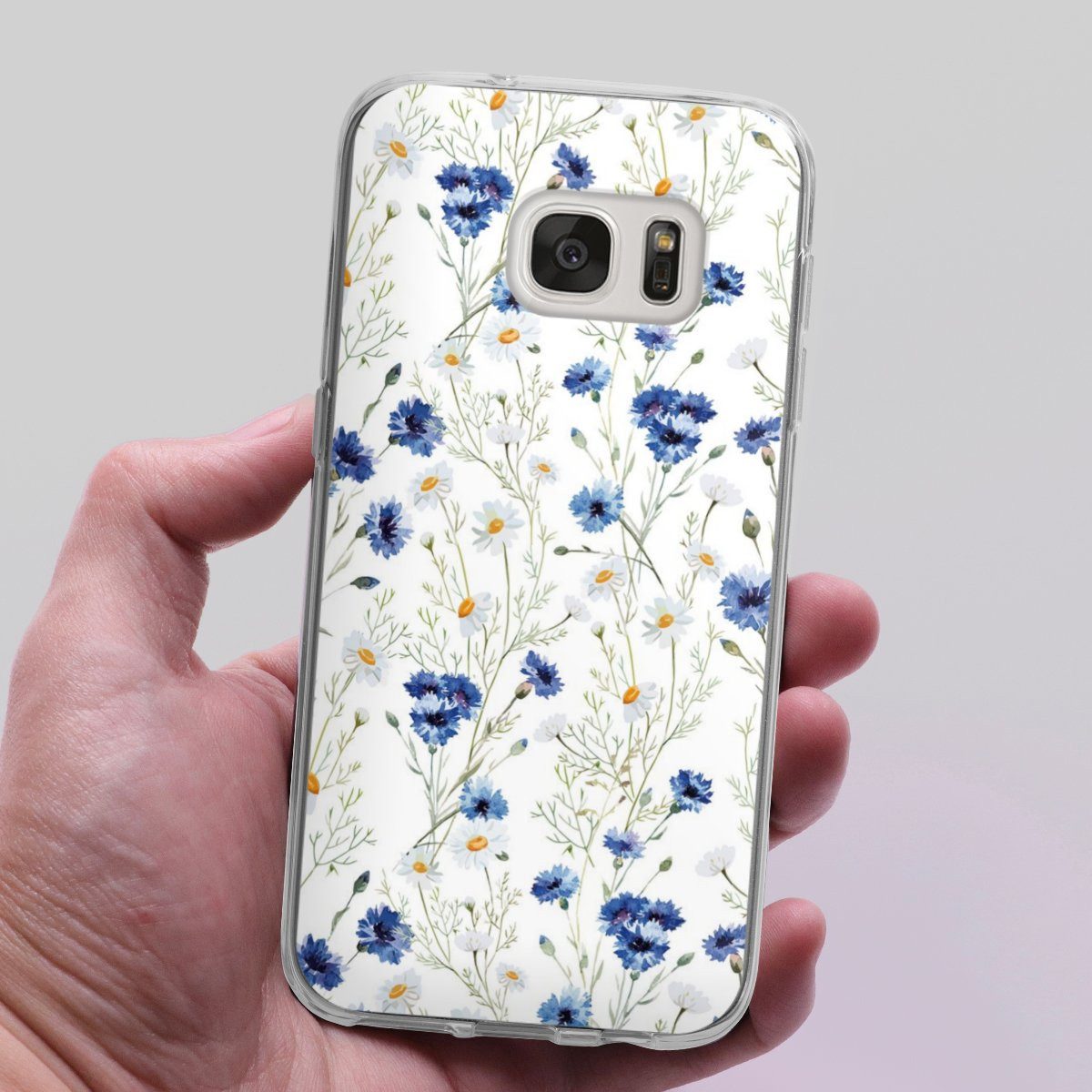DeinDesign Handyhülle Muster Blume Blumen Flower Pattern 6, Samsung Galaxy S7 Silikon Hülle Bumper Case Handy Schutzhülle