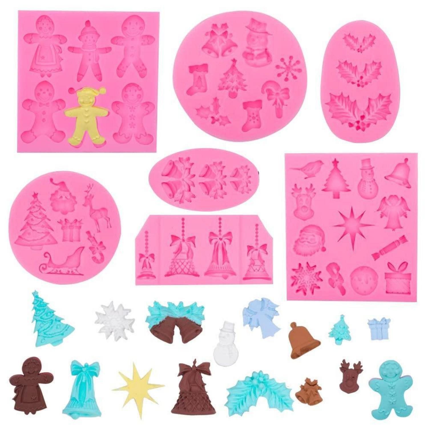LuxusKollektion Silikonform 7tlg. Weihnachts Fondant Formen Set