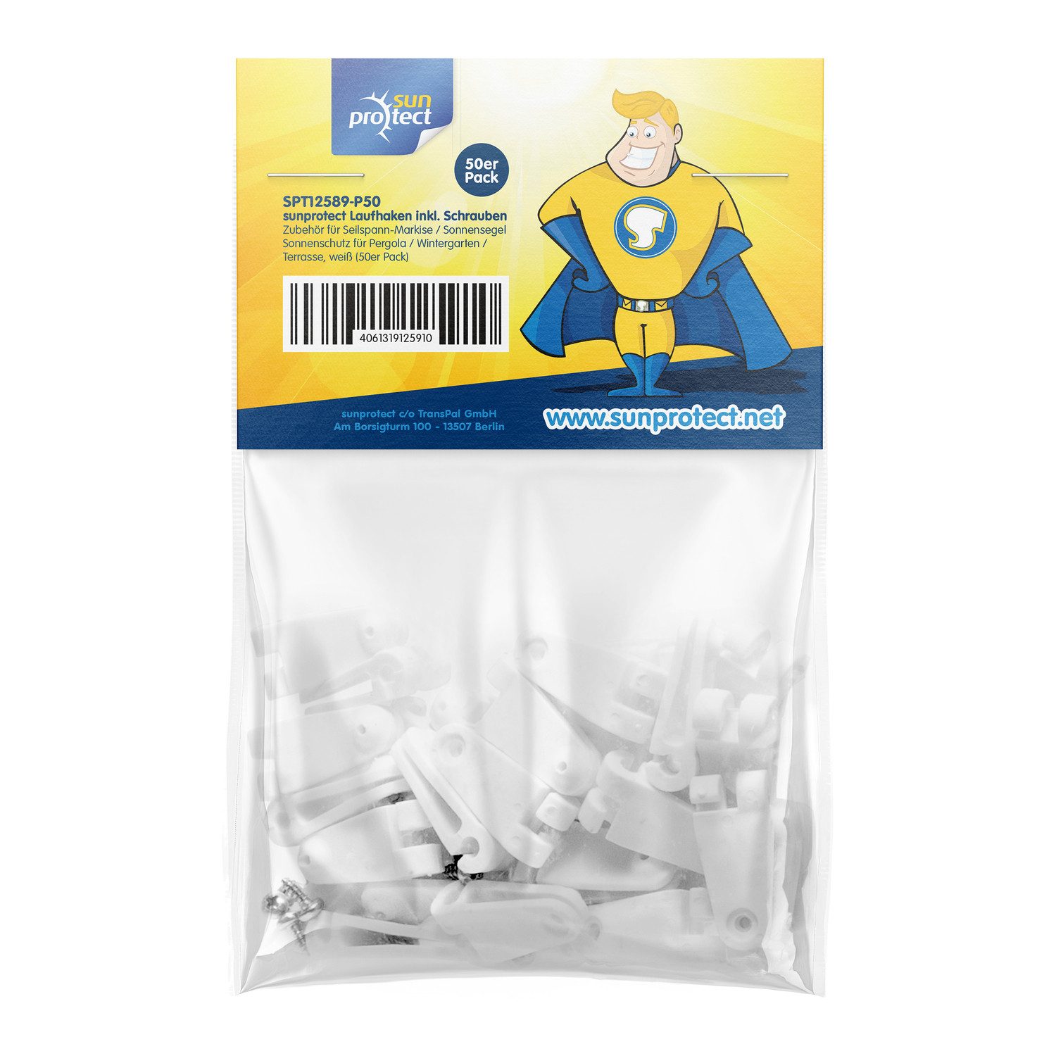 sunprotect Seilspannsonnensegel Laufhaken, Zubehör für Seilspann-Markise / Sonnensegel / Sonnenschut, (50-tlg)