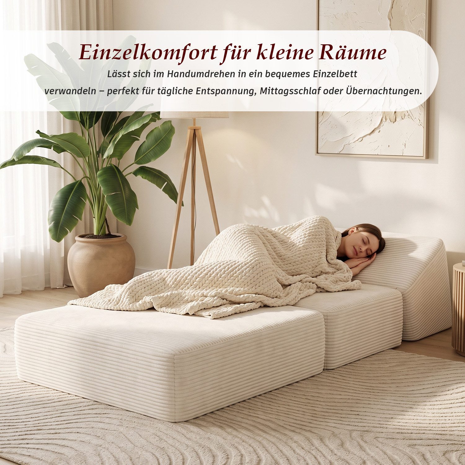 HOMALL Loungesofa Sofa mit Schlaffunktion, komprimiert verpackt, Wählbar als 1-Sitzer oder 2-Sitzer, vielseitig nutzbar für Wohnzimmer, Gästezimmer und kleine R – Bild 5 von 5