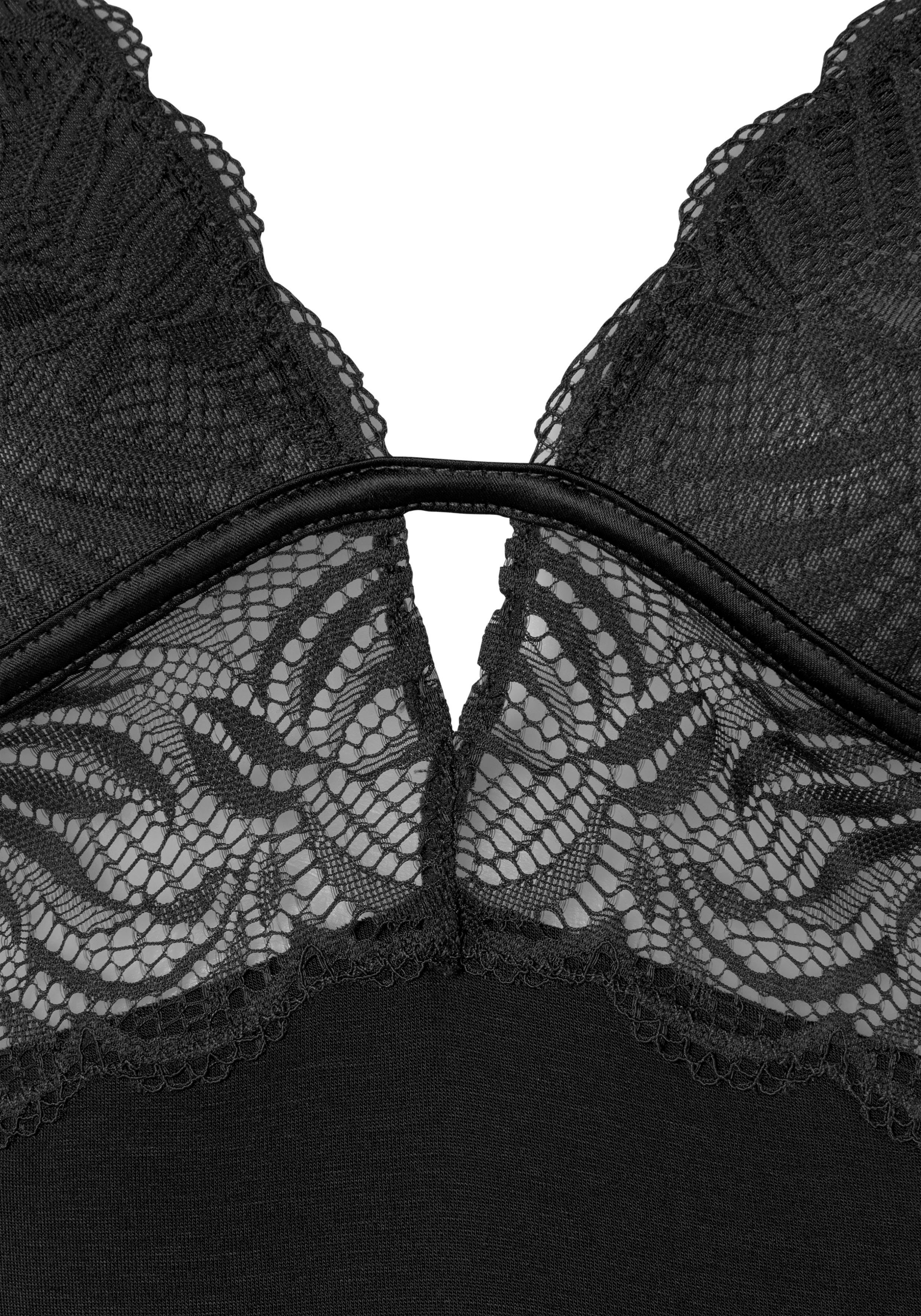 LASCANA Spitzendetails tlg) mit (Set, Pyjama schönen 2 schwarz