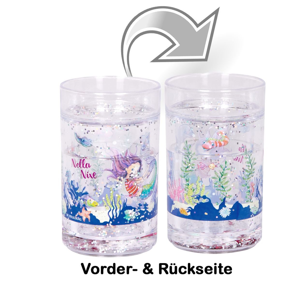 COPPENRATH DIE SPIEGELBURG Kindergeschirr-Set Coppenrath 17433 - Die Spiegelburg Nella Nixe Glitzerbecher mit Schwim