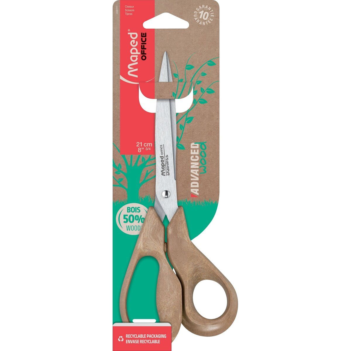 MAPED Papierscheren Schere Advenced Wood - 21 cm braun.