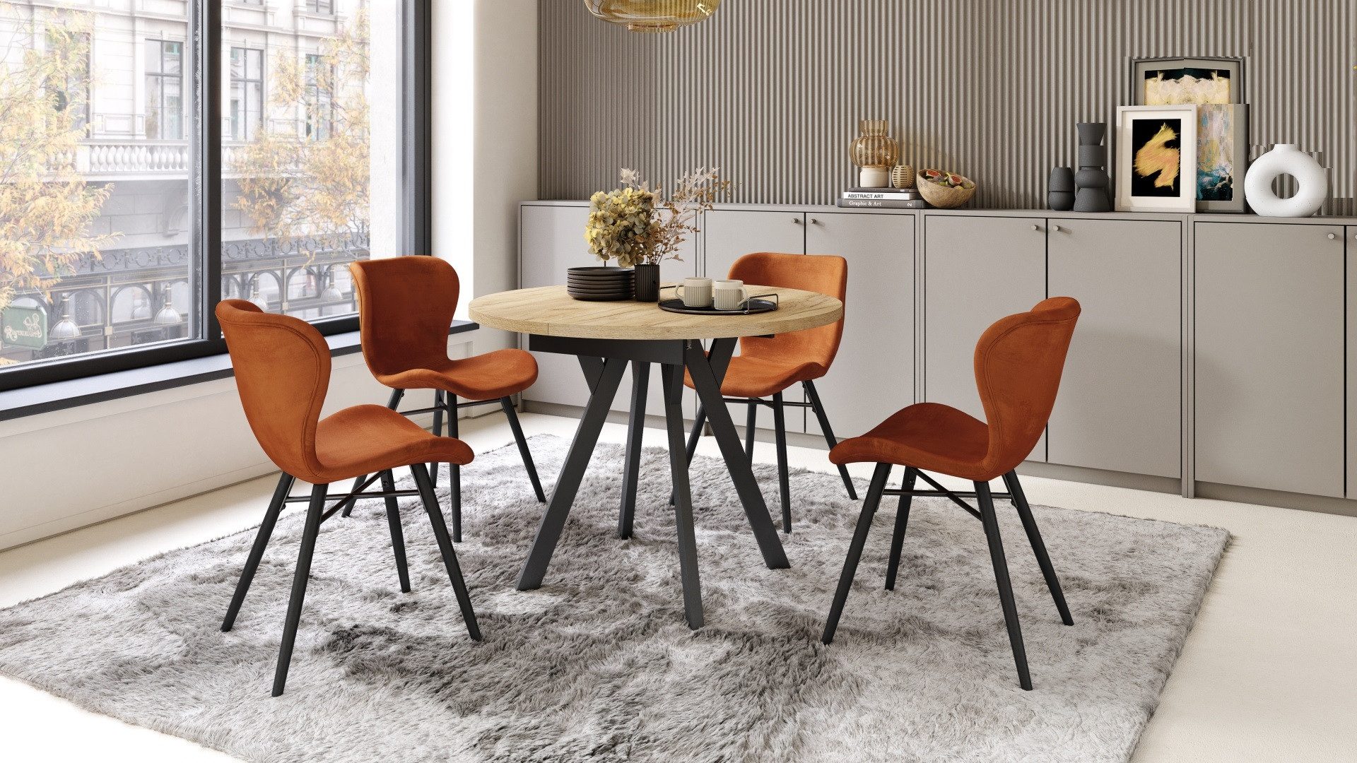 designimpex Esstisch Design Esstisch Aldo ausziehbar 90 cm bis 145 cm rund günstig online kaufen