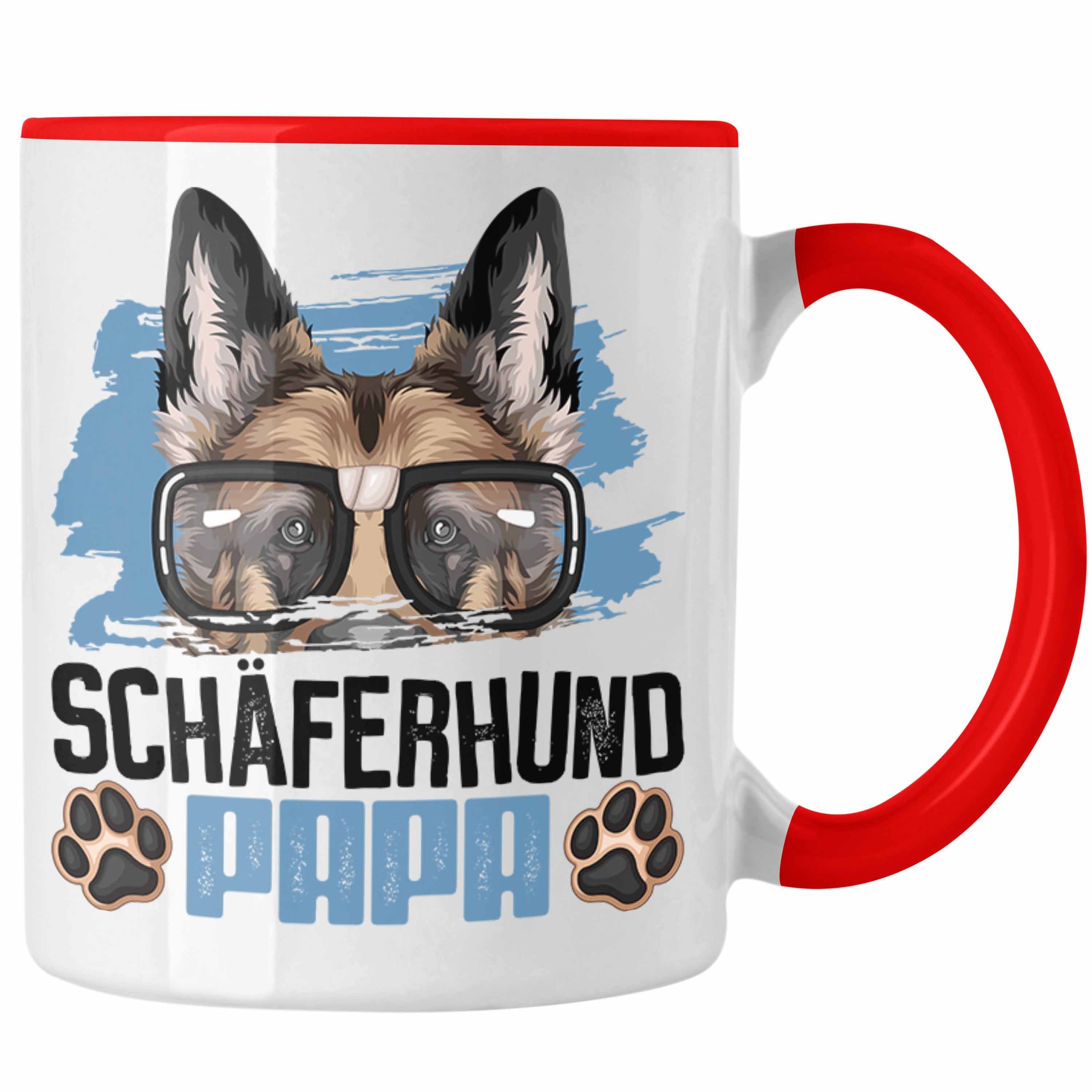 Trendation Tasse Schäferhund Papa Besitzer Tasse Geschenk Lustiger Spruch Geschenkidee Rot