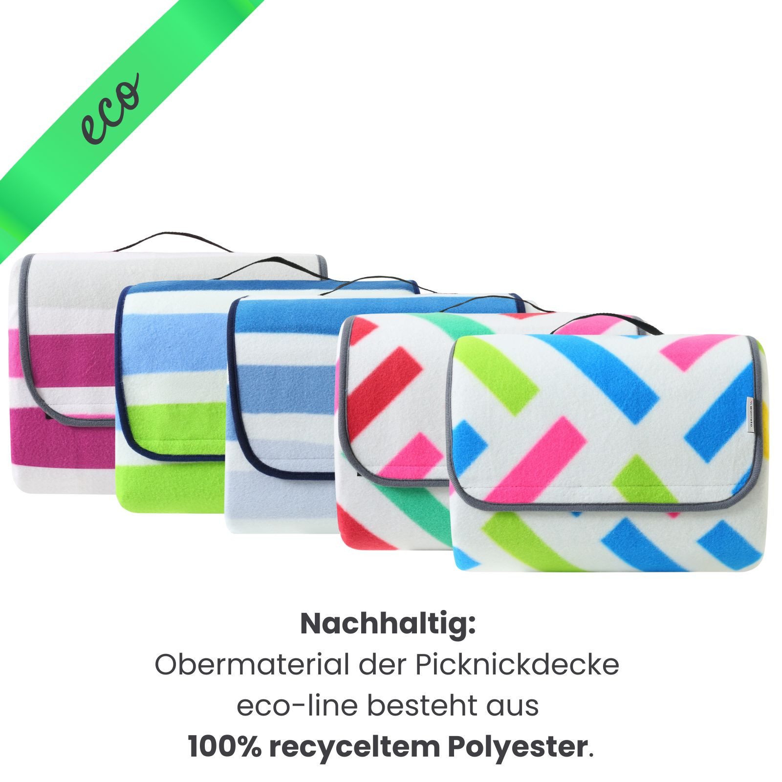 Picknickdecke XXL eco-line Picknickdecke ca. 200x200, wometo, Oberseite 100% recyceltes Fleece, wasserdicht