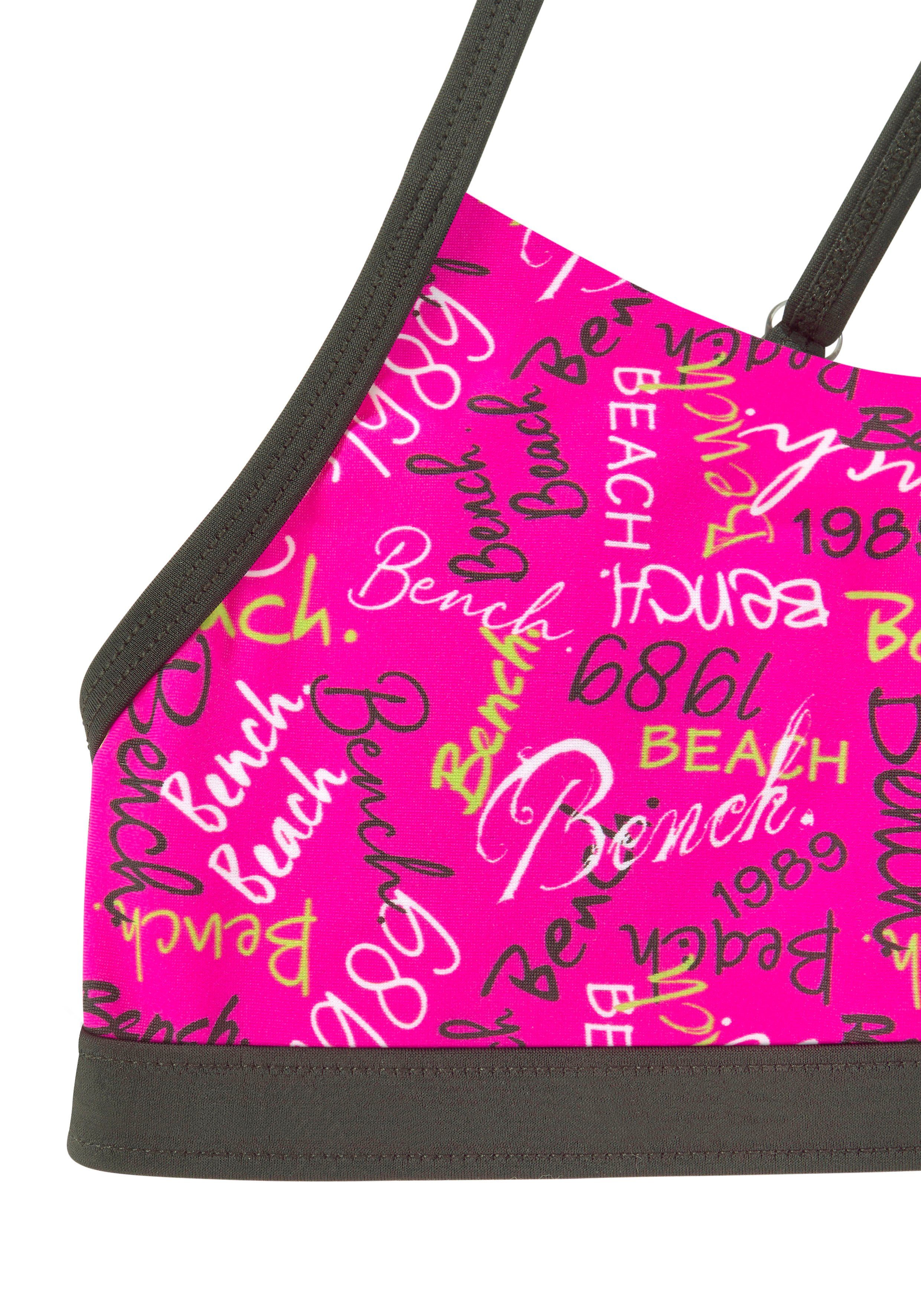 Bench. Bustier-Bikini mit buntem pink-bedruckt Logodruck