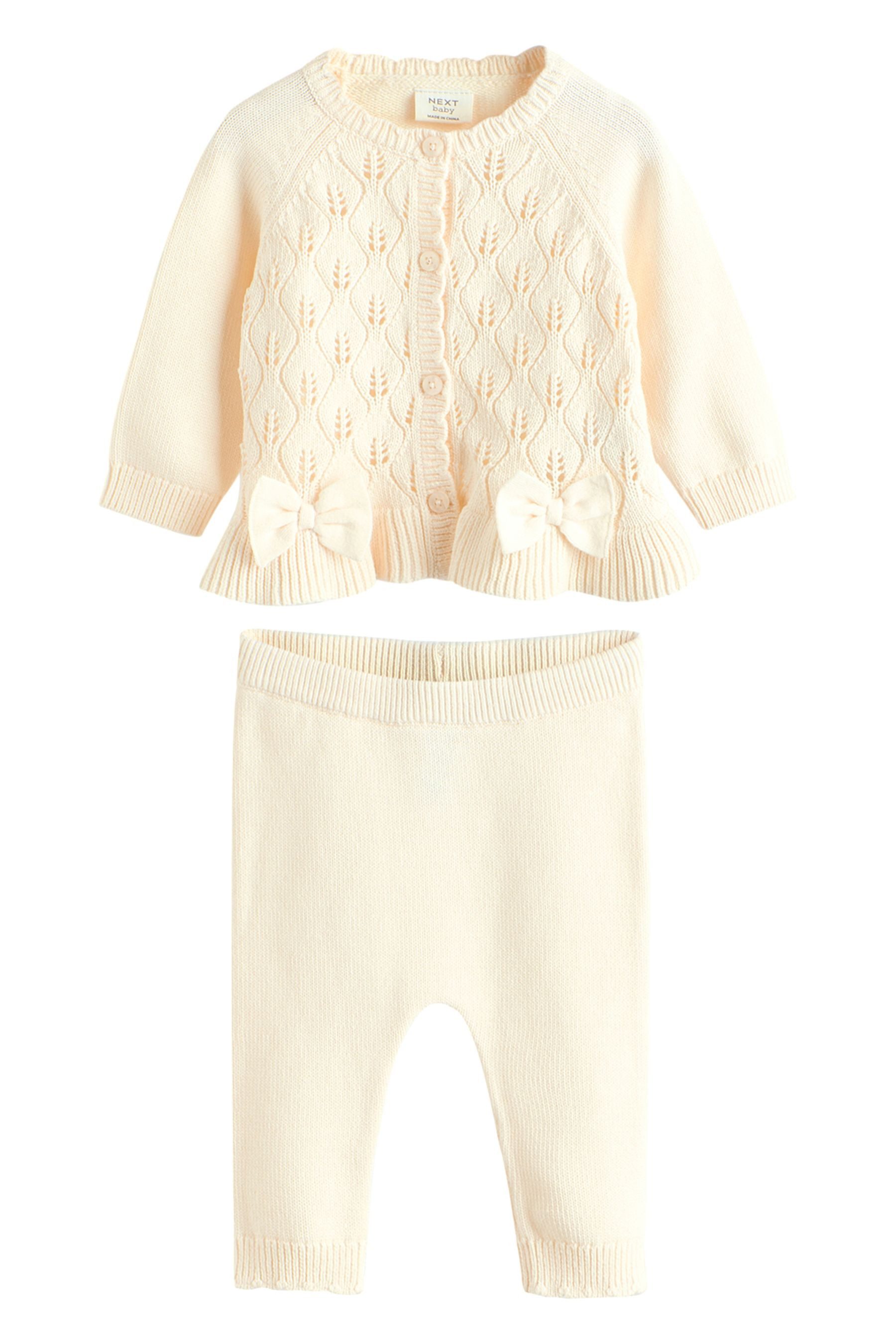Next Strickjacke Baby Strickjacke mit Rüschen und Schleife (2-tlg)