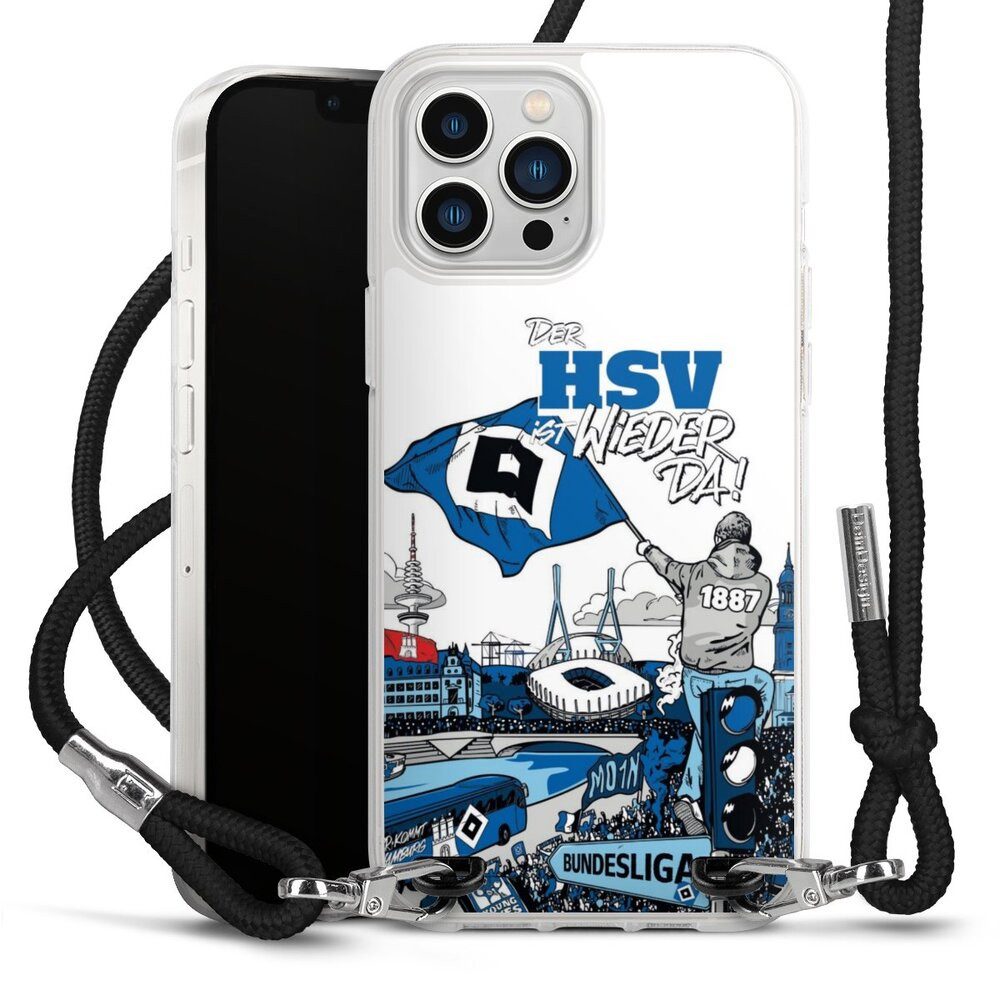 DeinDesign Handyhülle Hamburger SV Offizielles Lizenzprodukt Aufstieg, Apple iPhone 13 Pro Max Handykette Hülle mit Band Case zum Umhängen