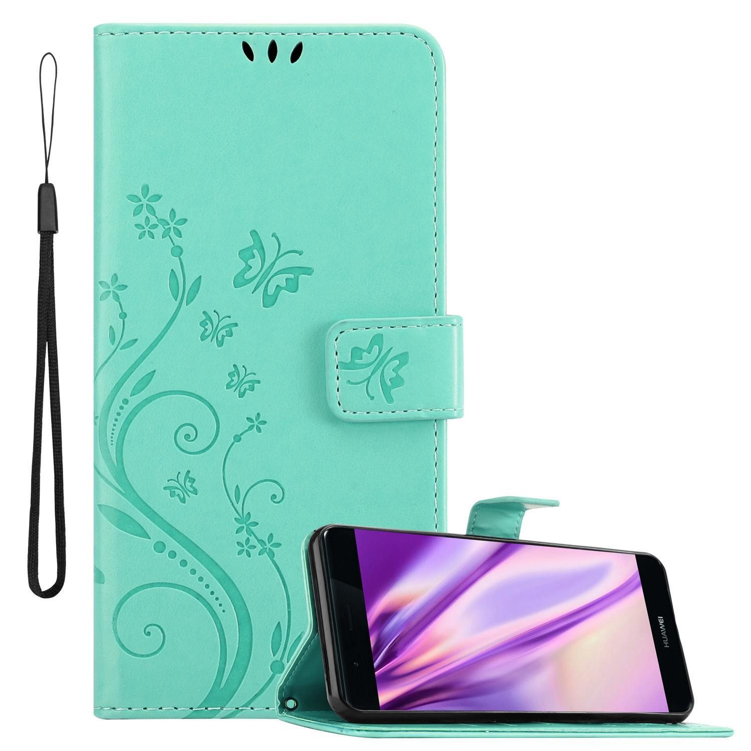 Cadorabo Handyhülle für Huawei P9 Hülle Huawei P9, Hülle Schutzhülle Blumen Flower mit Standfunktion Kartenfach Magnet