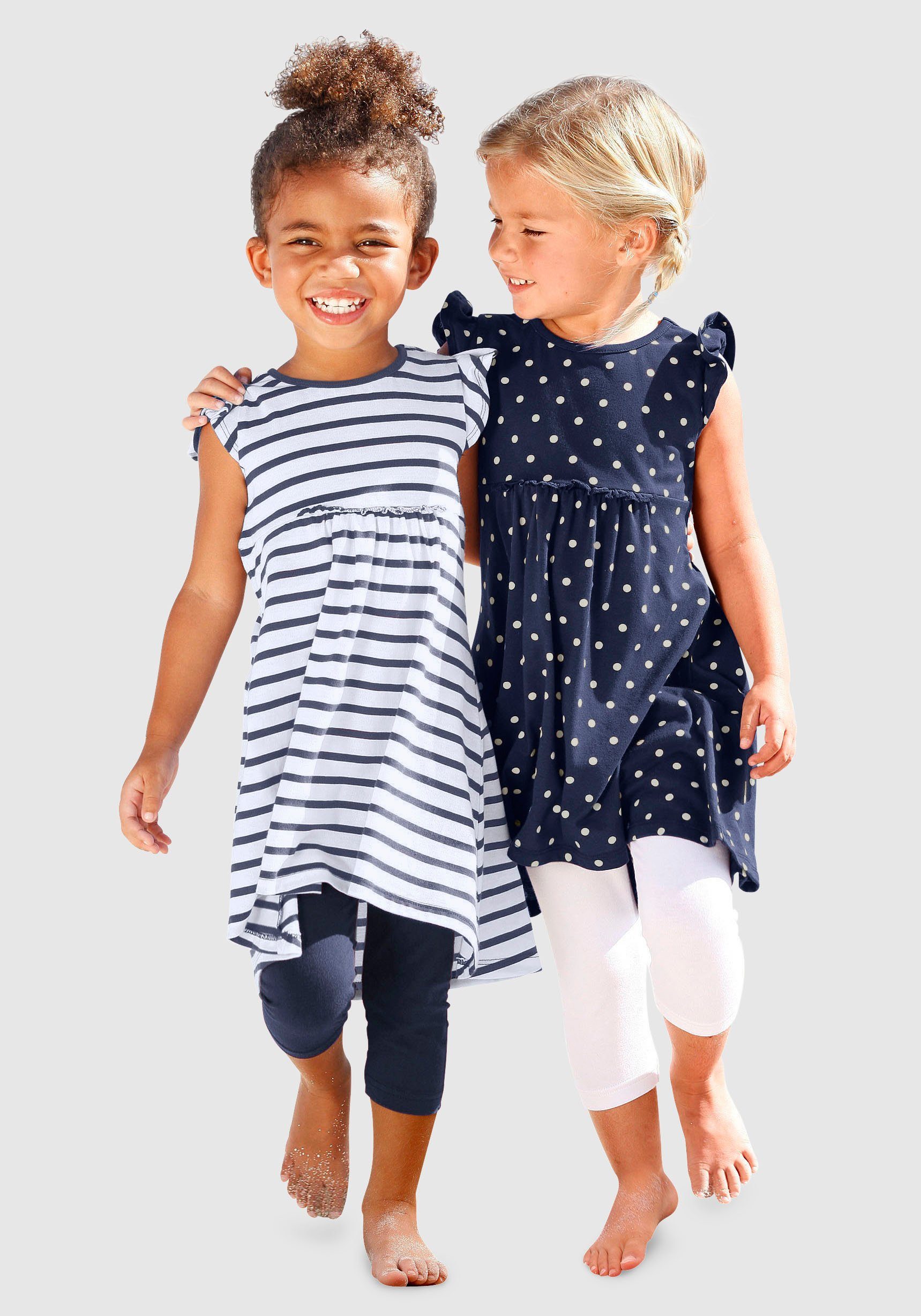 KIDSWORLD Jerseykleid (Packung, 2-tlg) mit Streifen und Punkten | Sommerkleider