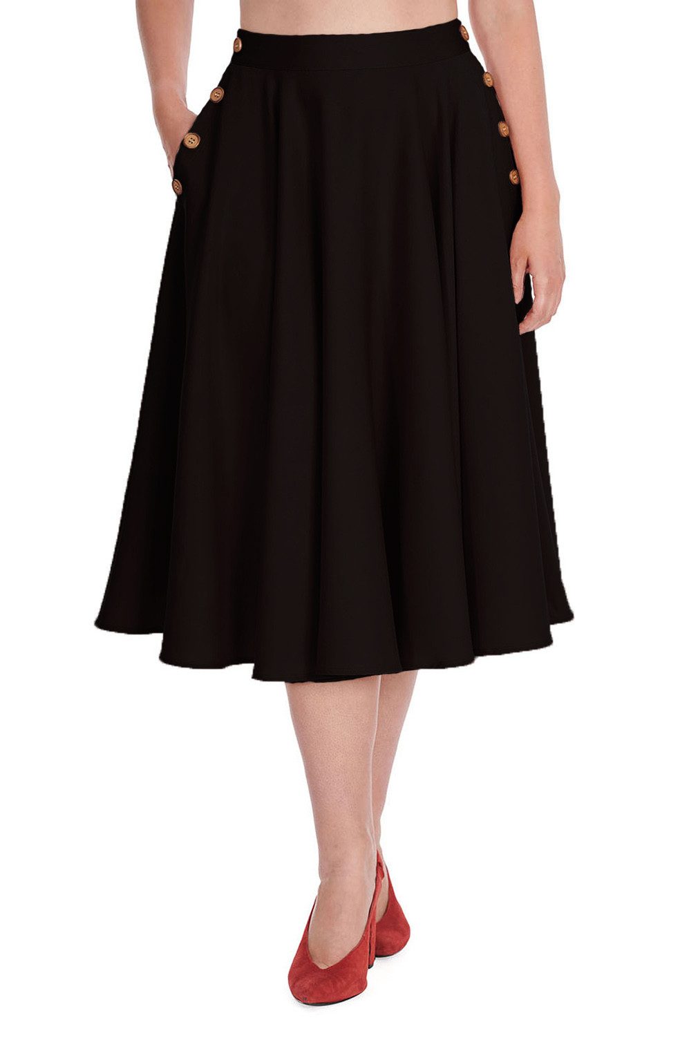 Banned A-Linien-Rock Polly May Swing Skirt Schwarz Vintage A-Linie Rock günstig online kaufen