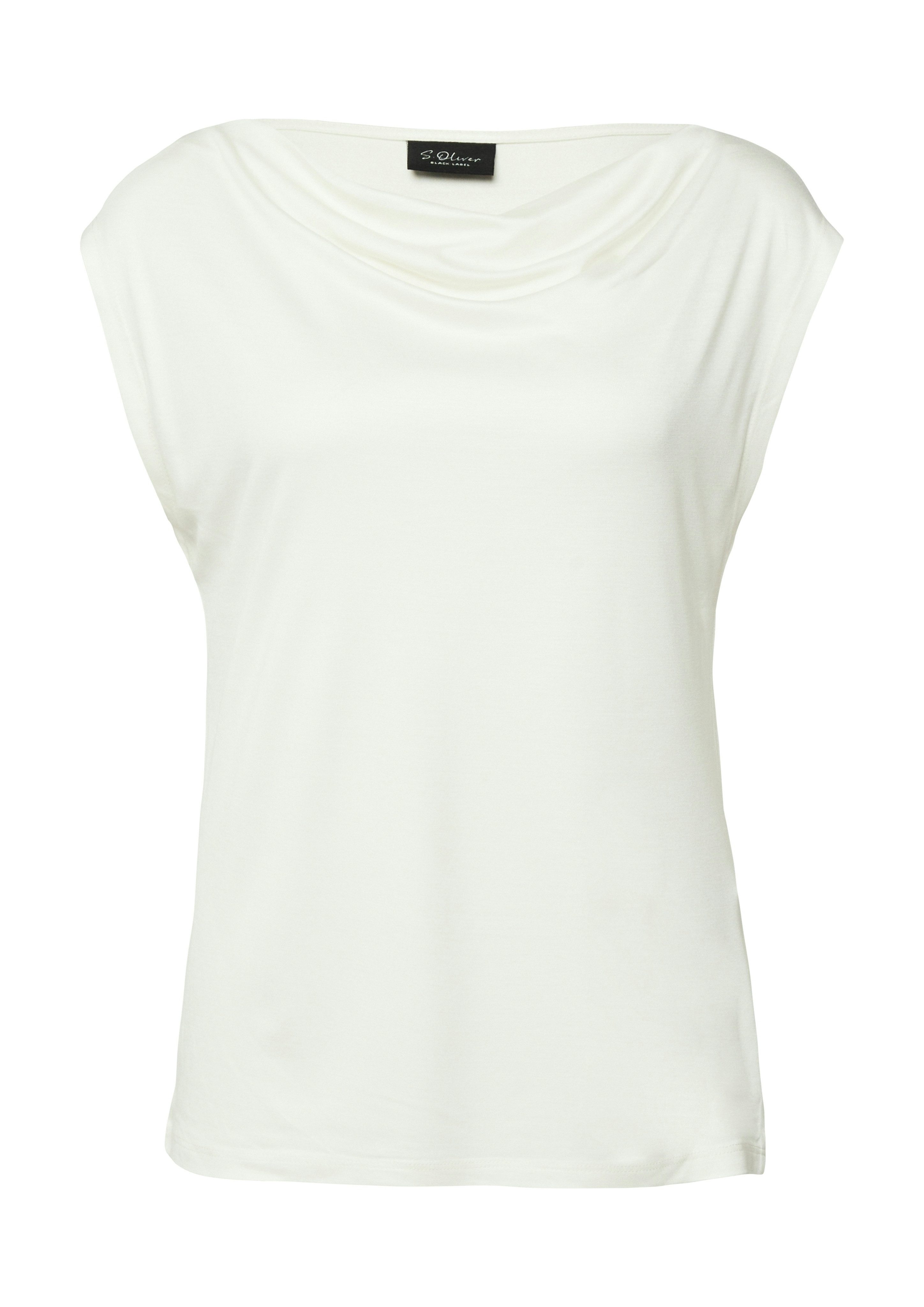 s.Oliver BLACK LABEL Wasserfallshirt mit Wasserfall-Kragen und aus reiner Viskose – Bild 4 von 4