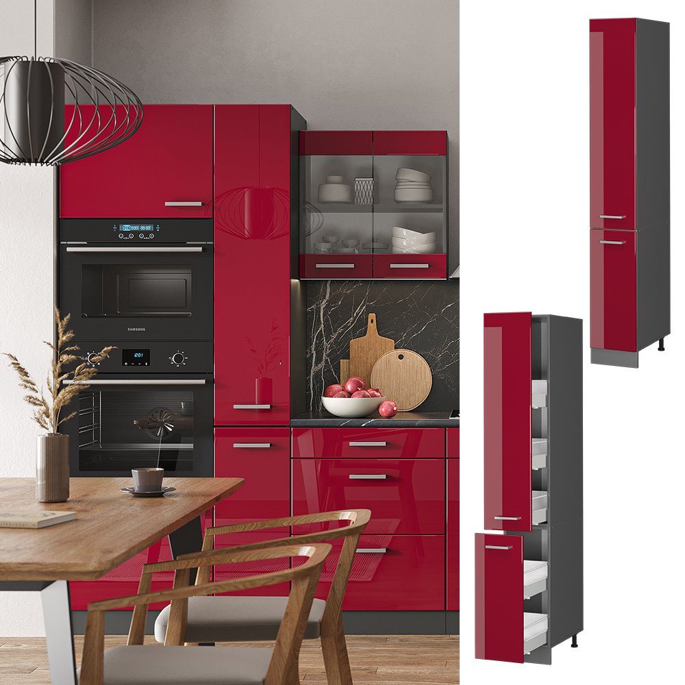 Vicco Hochschrank R-Line, Bordeaux Hochglanz/Anthrazit, 30 günstig online kaufen