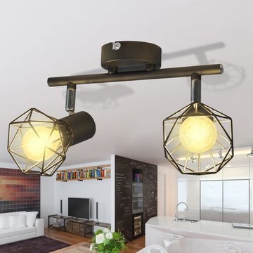 vidaXL Deckenleuchten Deckenstrahler mit 2 LED-Glühlampen Industrie-Stil Drahtschirm