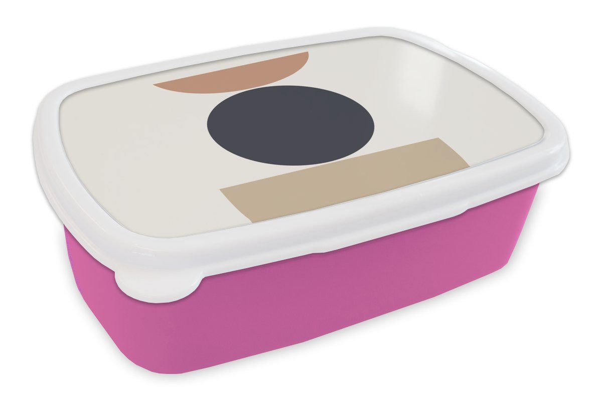 MuchoWow Lunchbox Kreis - Geometrische Figuren - Abstrakt, Kunststoff, (2-tlg), Brotbox für Erwachsene, Brotdose Kinder, Snackbox, Mädchen, Kunststoff rosa