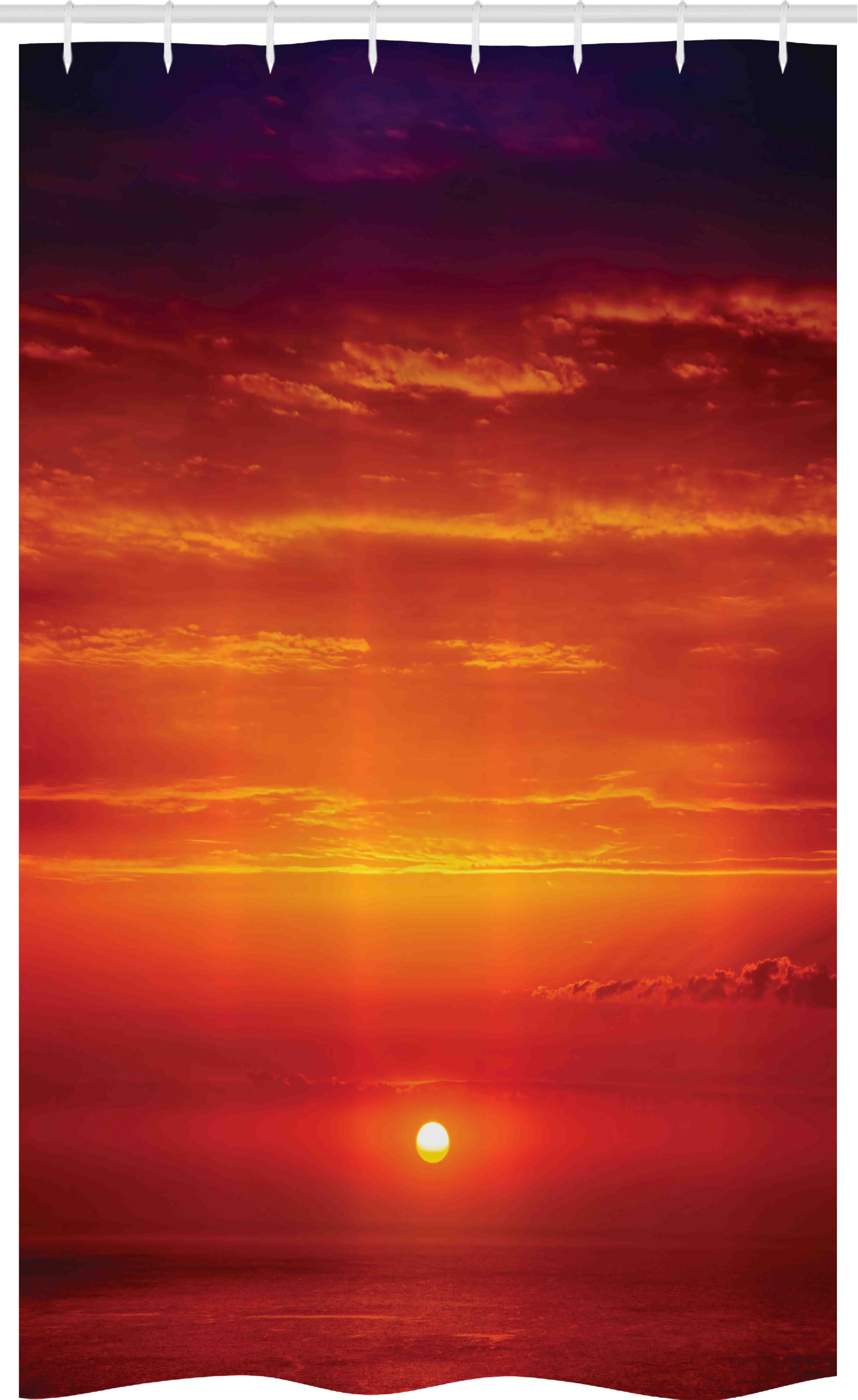 Abakuhaus Duschvorhang Badezimmer Deko Set aus Stoff mit Haken Breite 120 cm, Höhe 180 cm, Natürlich Morgen-Sonnenaufgang Ozean