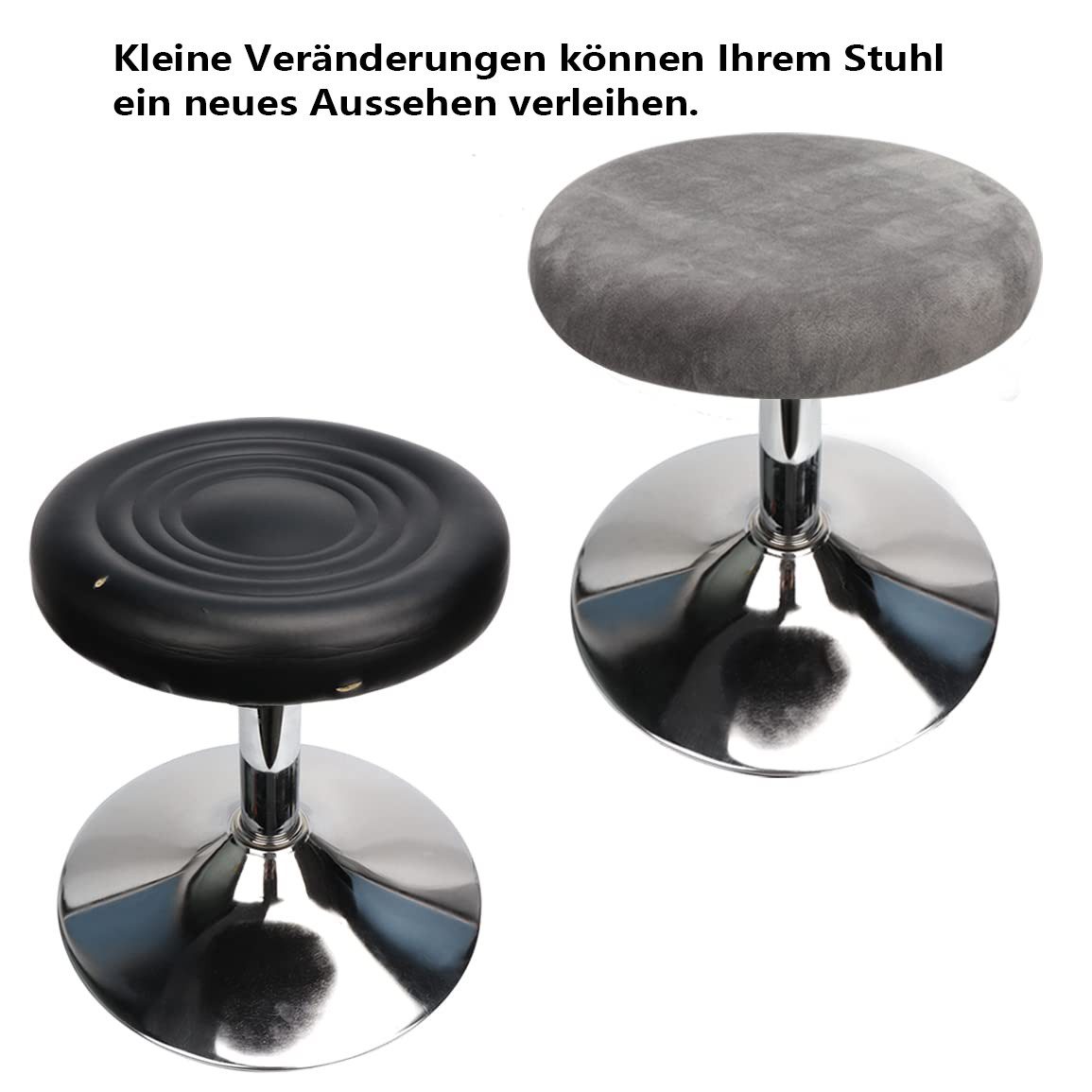 Agger Stuhlhusse Hockerbezug Rund Barhockerbezug Stuhlbezug Stretch,Stuhlüberzug, Rollhocker Barhocker Luxuriöser Stoff,Waschbar Staubdicht Hocker Bezug – Bild 2 von 5