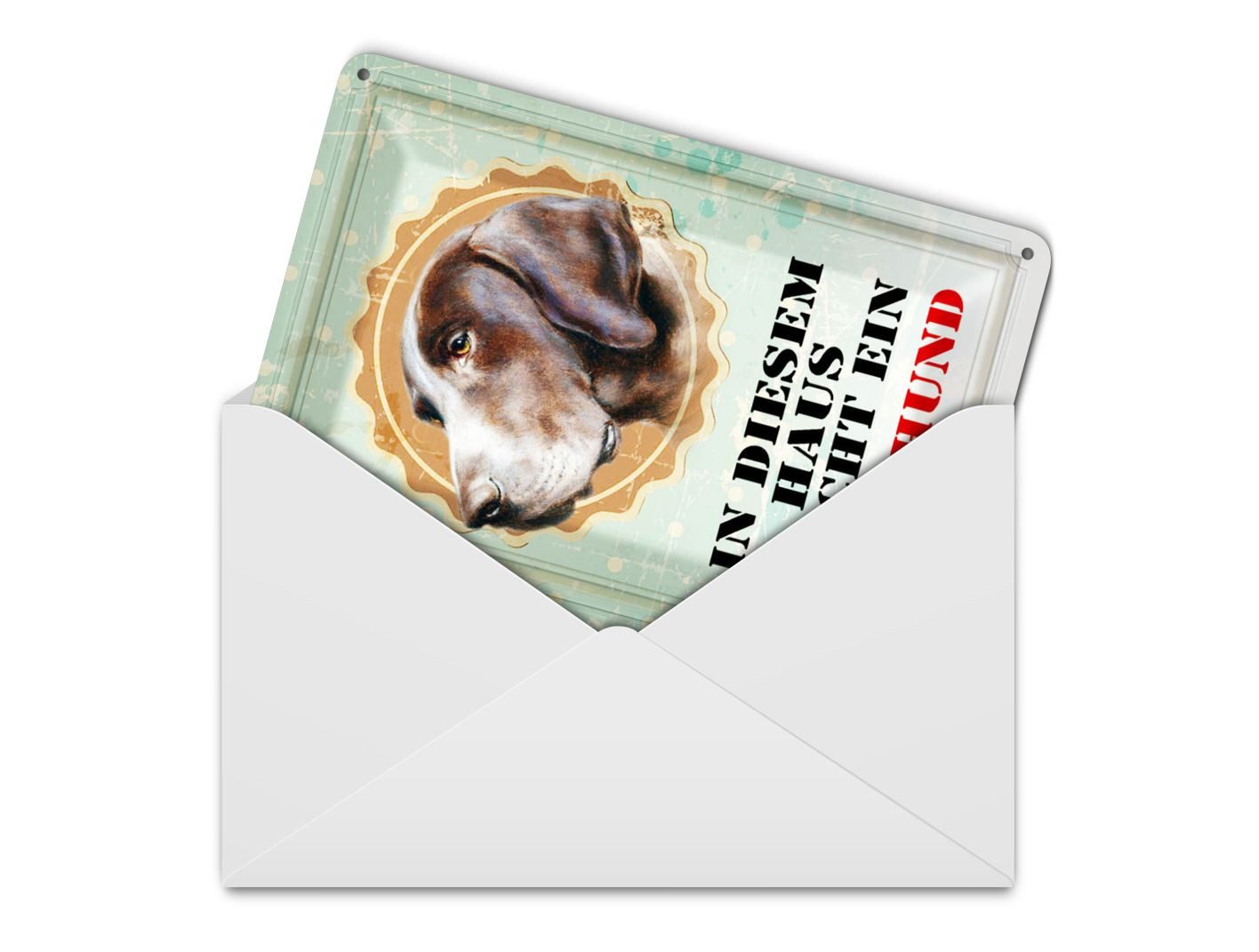 Femer GmbH Postkarte Hund 10x14 cm in diesem Haus wacht ein Jagdhund, unfrankiert