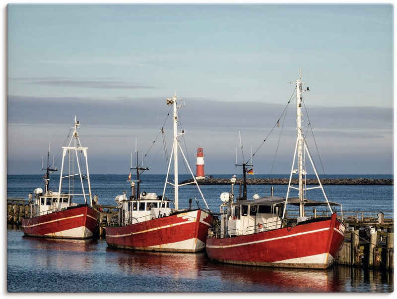 Artland Leinwandbild Fischerboote und Mole in Warnemünde, Boote & Schiffe (1 St), auf Keilrahmen gespannt