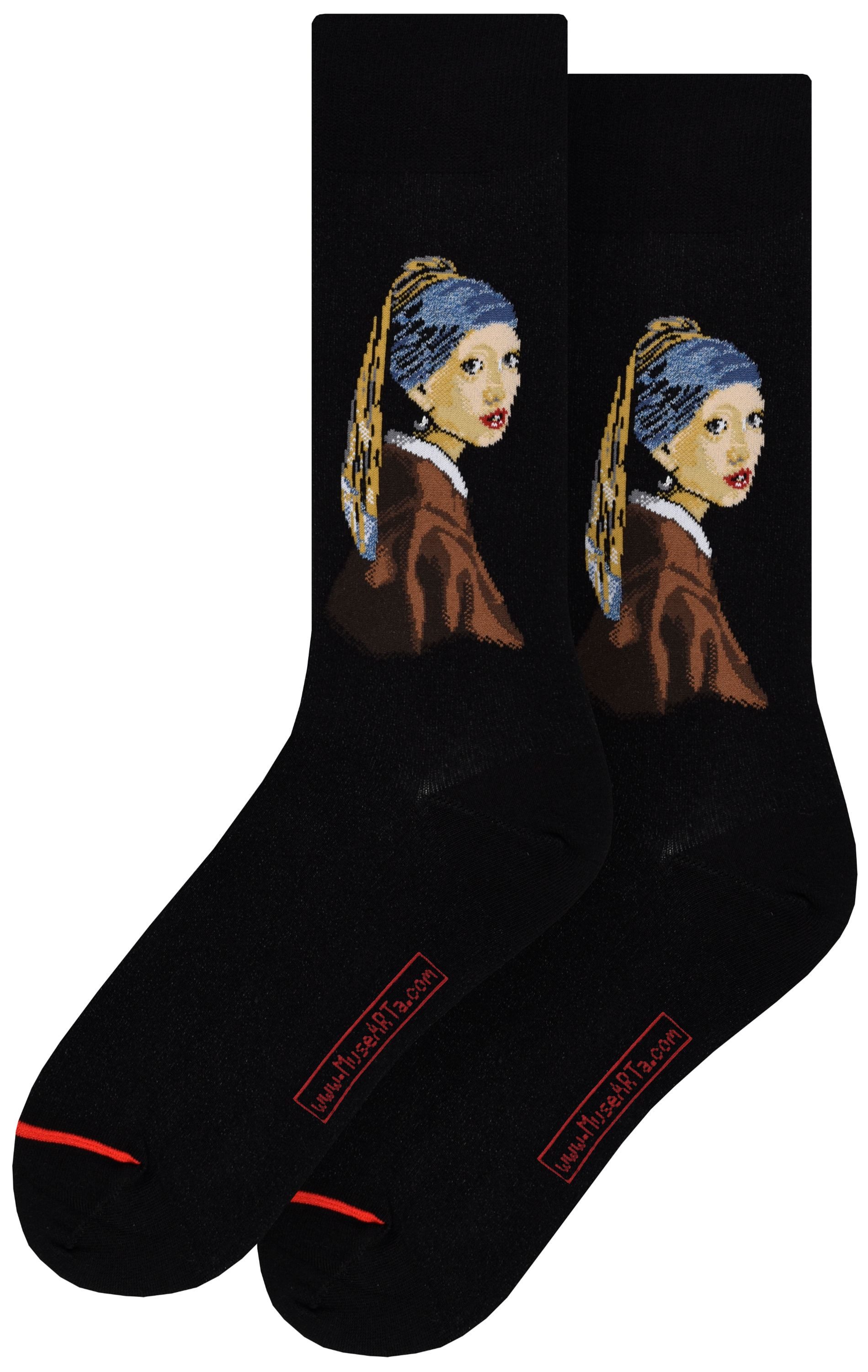 MuseARTa Langsocken Jan Vermeer - Das Mädchen mit dem Perlenohrring (Packung, 1-Paar, 1 Paar) Kunstwerke Носки Strümpfe, Herren oder Damen Носки Kunst-Motiv