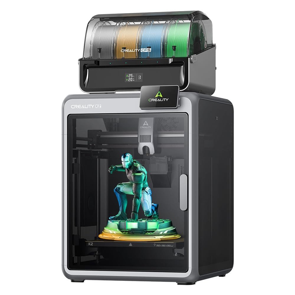 Creality 3D 3D-Drucker K2 Combo mehrfarbig 3D-Drucker mit CFS, 16-Farben-Druck, 600 mm/s, 45 dB, KI-Kamera, Carbonfaser-Kompatibel