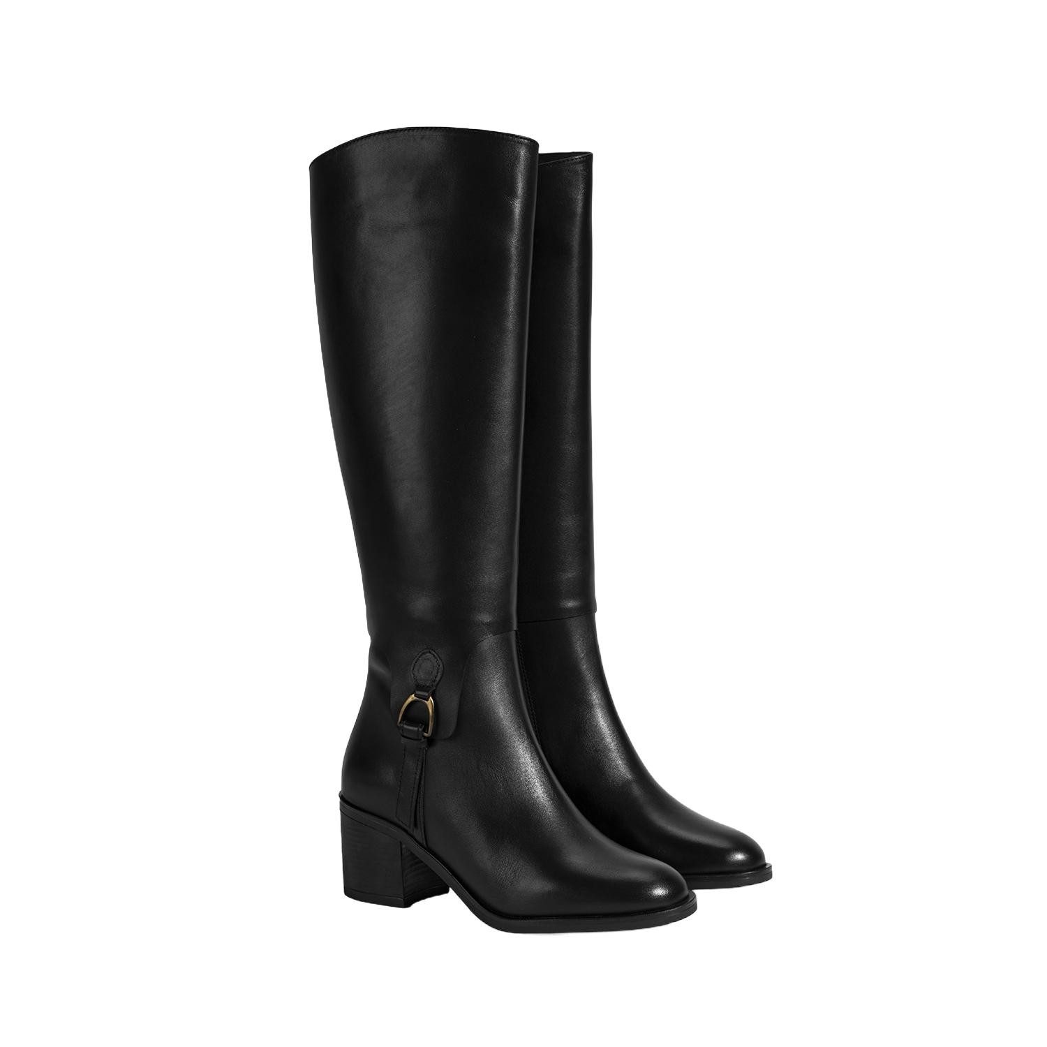 Desa Damen-Overknee-Stiefel – Obermaterial aus Leder, Reißverschluss, Bloc Stiefel