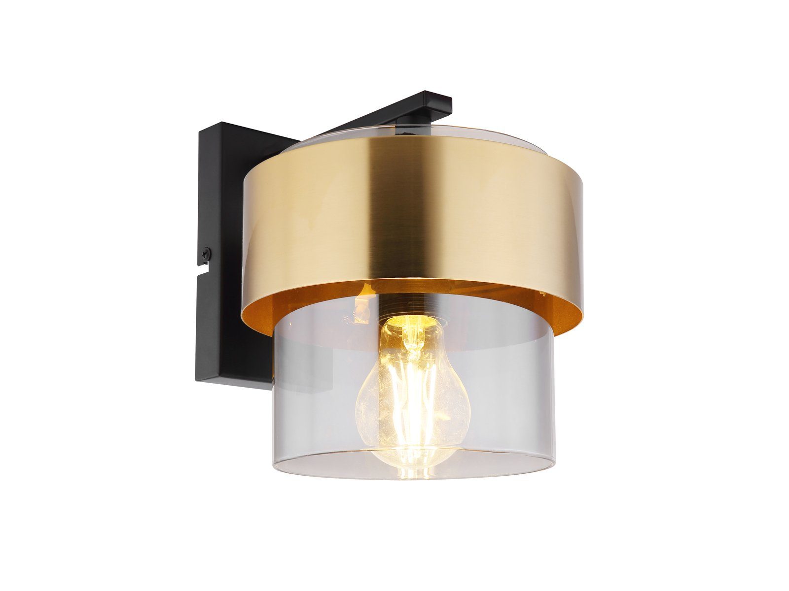 GLOBO LIGHTING LED Wandleuchte, LED wechselbar, warmweiß, innen ausgefallene Designer-lampen Rauchglas Treppenhaus Gold-en Ø18cm