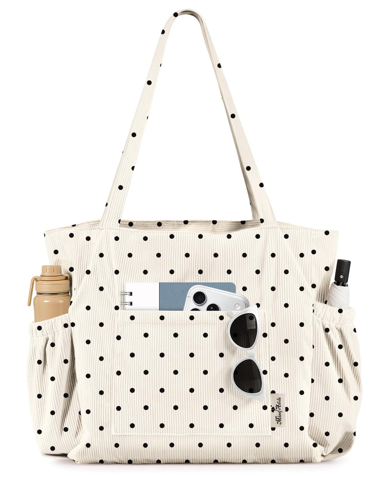 nsihing Umhängetasche Cord Tasche Damen, Groß Tote Bag Strandtasche mit Reißverschluss, Shopper Tasche, Elegant Handtasche für Arbeit Schule Gym