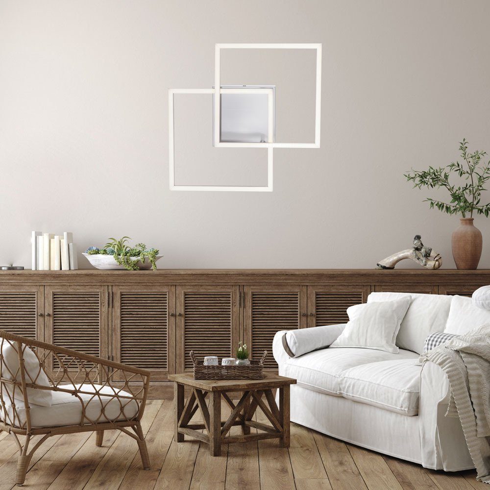 SellTec LED Deckenleuchte LED Deckenlampe Rahmenleuchte, Lichtquelle schwenkbar, 2xLED-Board/7W/3000K, warmweiß, warmweiß, schwenkbar, matt gebürstet, Wohnzimmerlampe